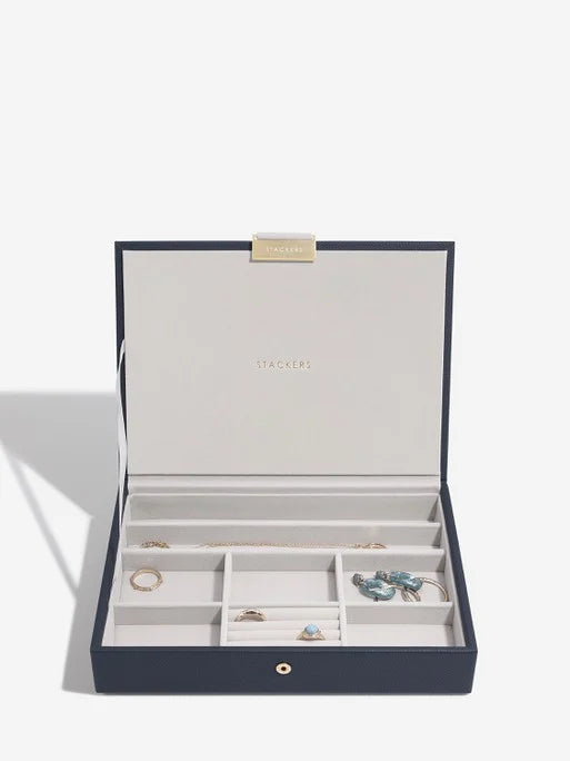 Stackers Classic Jewellery Box Set of 3 Navy Blue