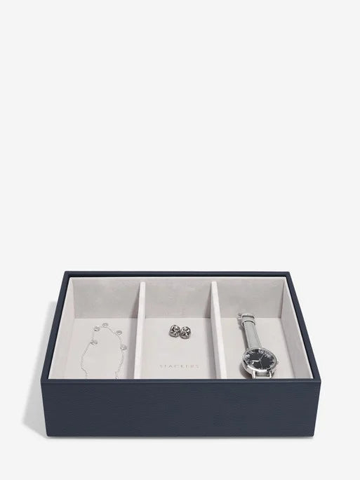 Stackers Classic Jewellery Box Set of 3 Navy Blue