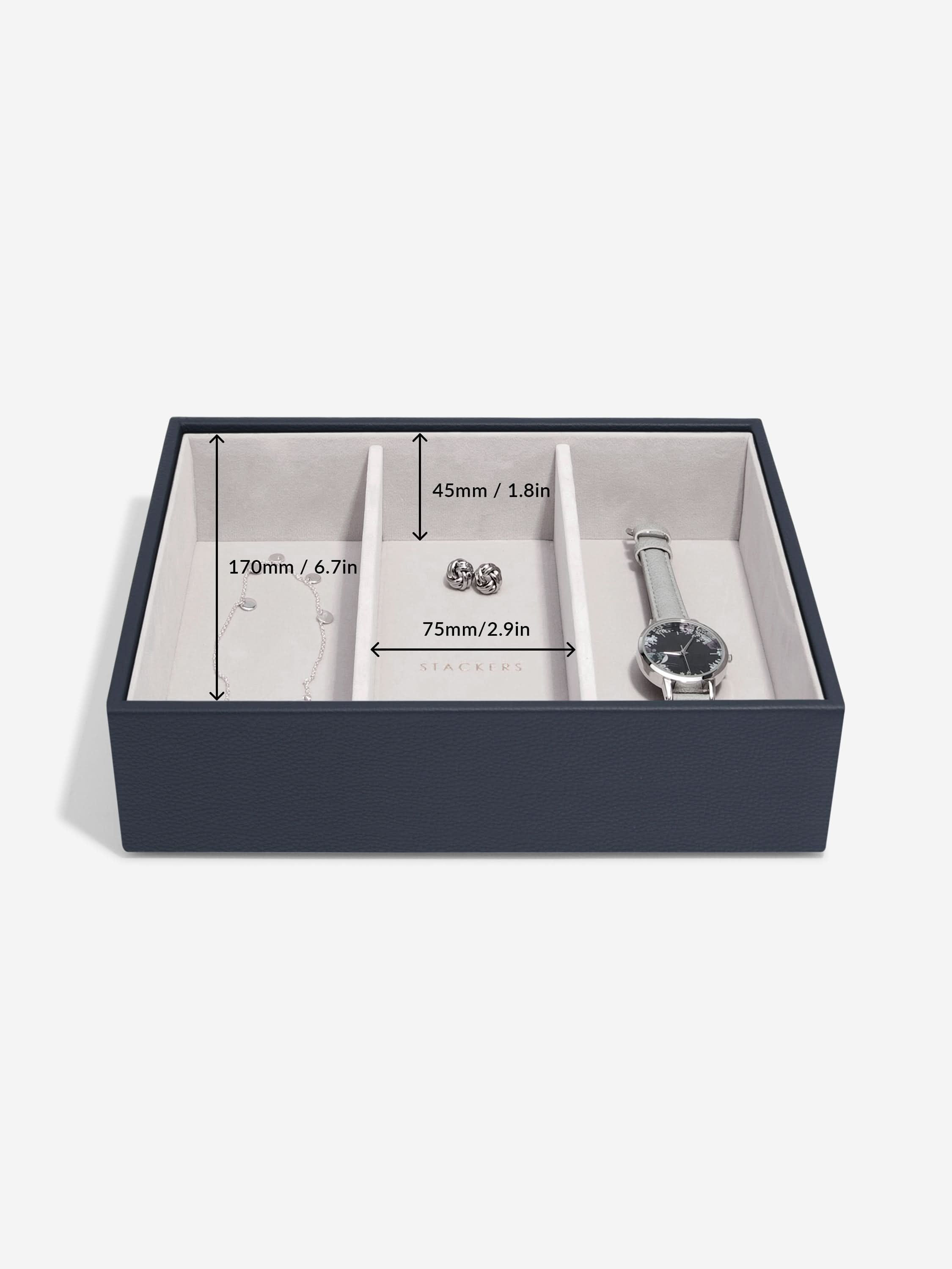 Stackers Klassieke Juwelendoos Set van 3 Marineblauw - Mystackers