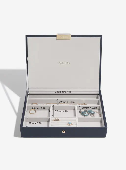 Stackers Classic Jewellery Box Set of 4 Navy Blue