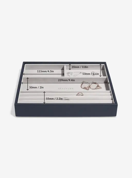 Stackers Classic Jewellery Box Set of 4 Navy Blue