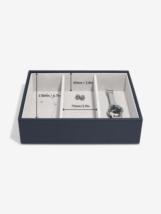 Stackers Classic Jewellery Box Set of 4 Navy Blue