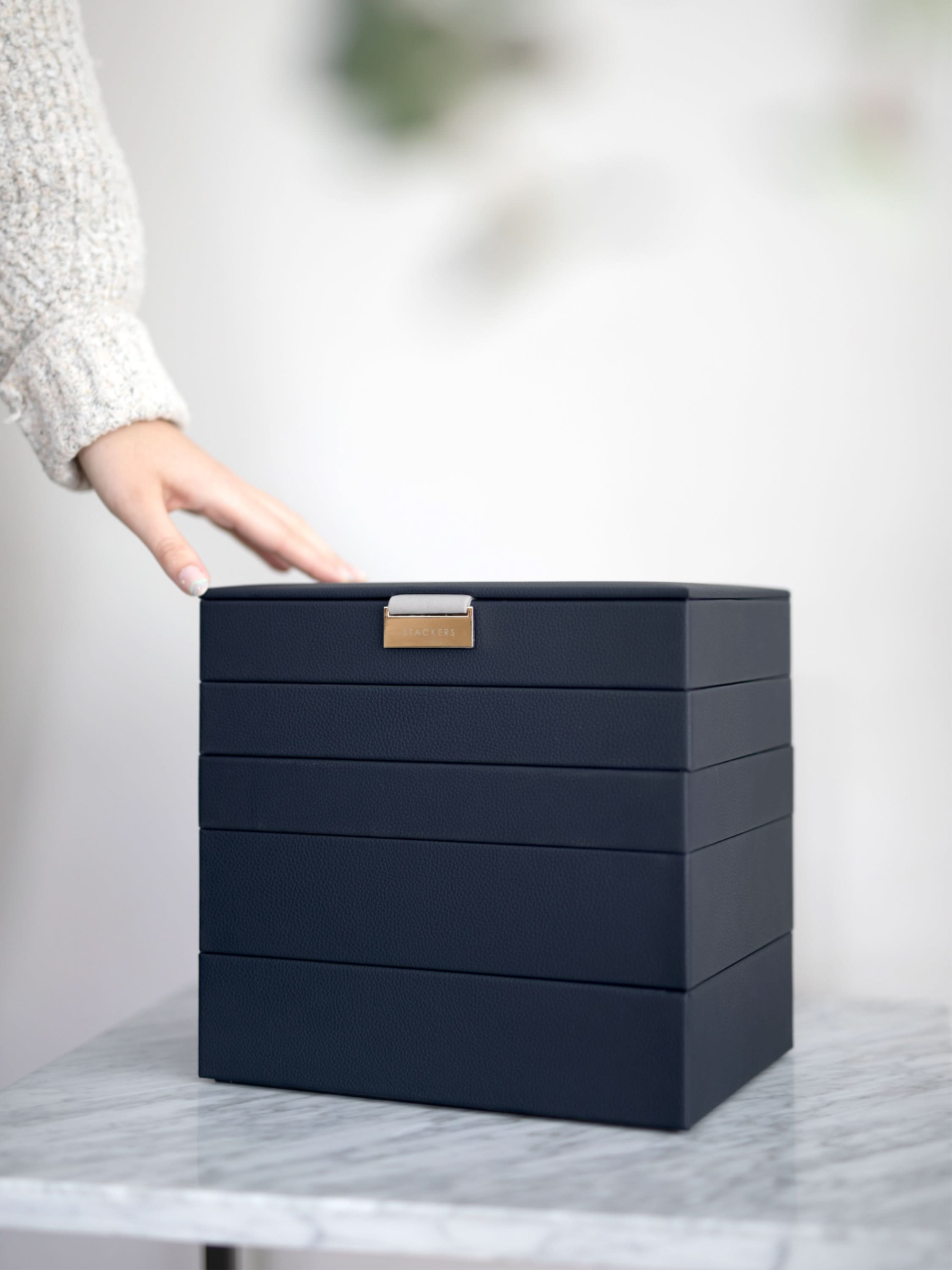 Stackers Klassieke Juwelendoos Set van 5 Marineblauw - Mystackers