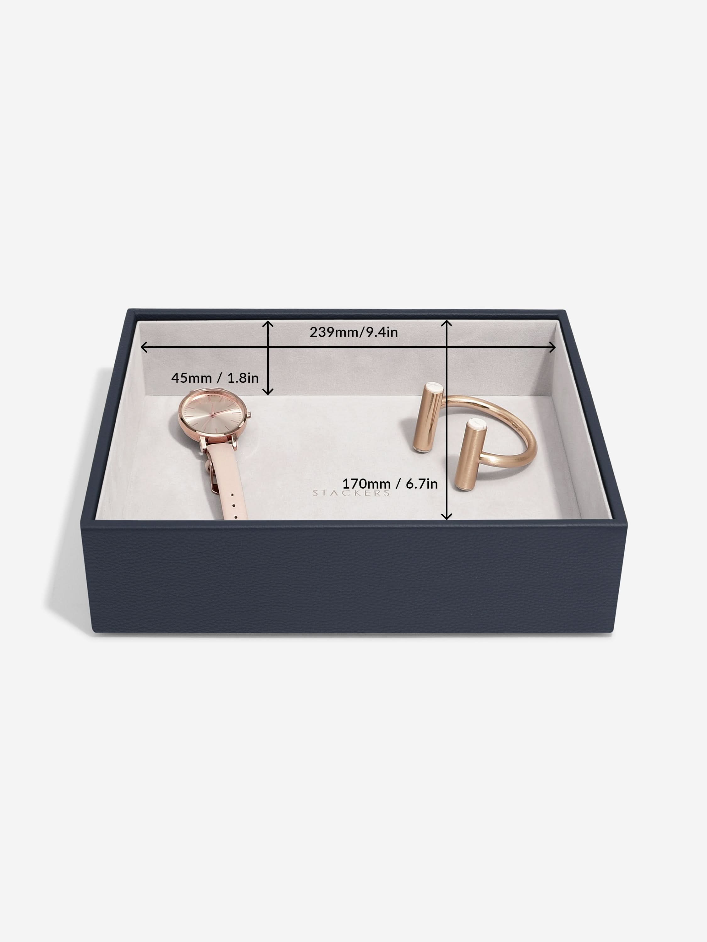 Stackers Klassieke Juwelendoos Set van 5 Marineblauw - Mystackers