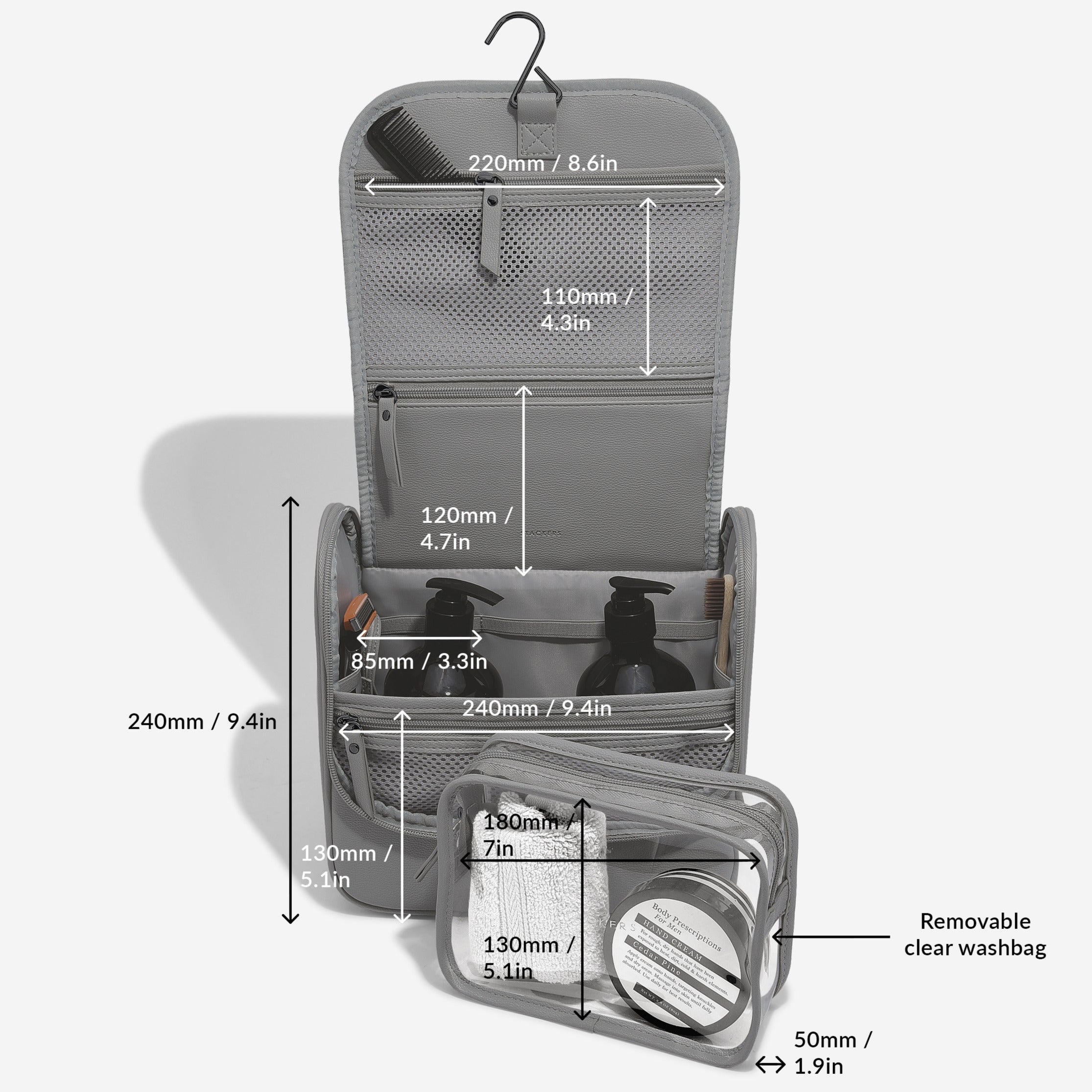 Stackers hangende Toilettas Donkergrijs