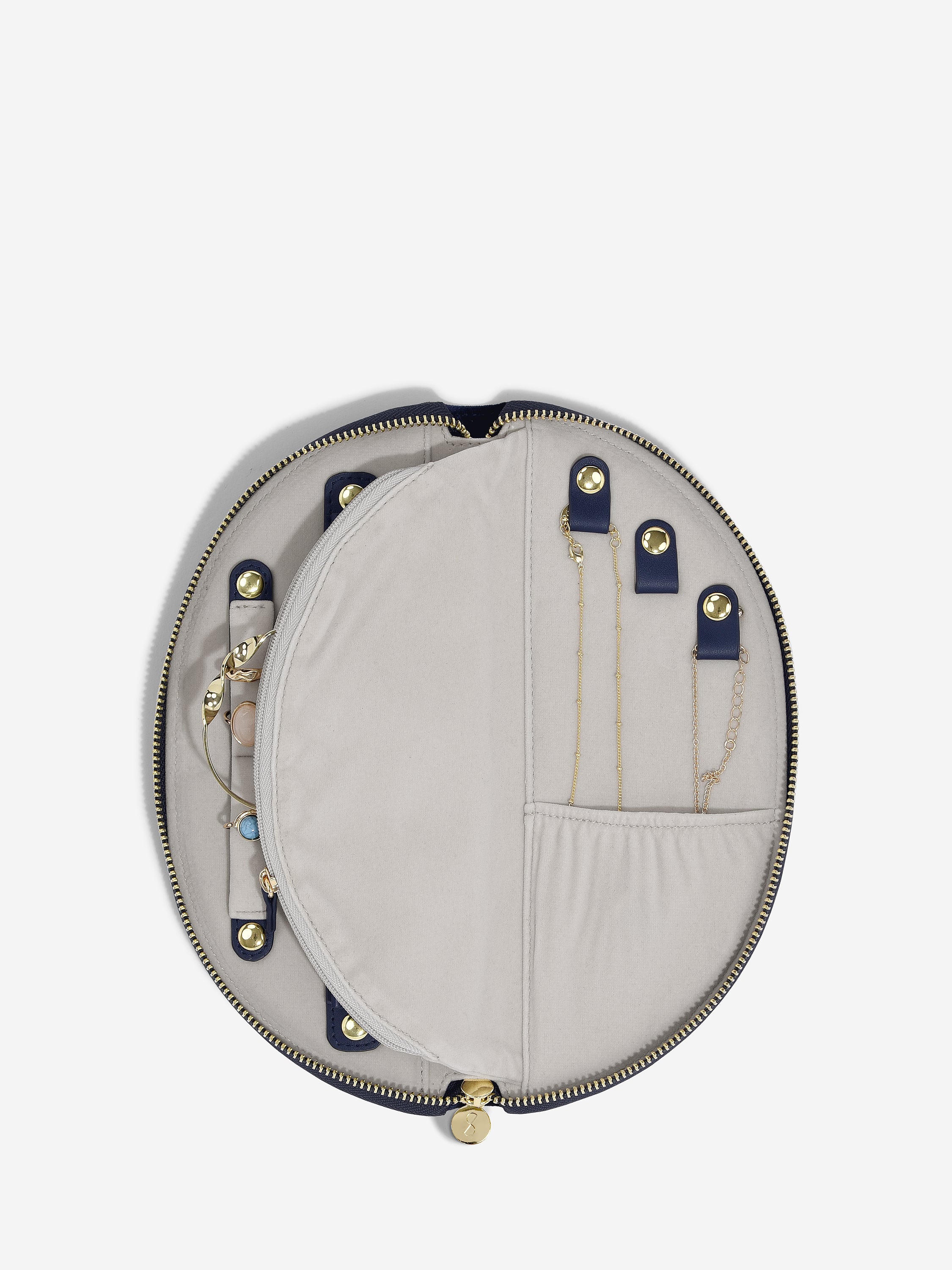 Stackers Halve Maan Jewellery Roll Marineblauw Fluweel