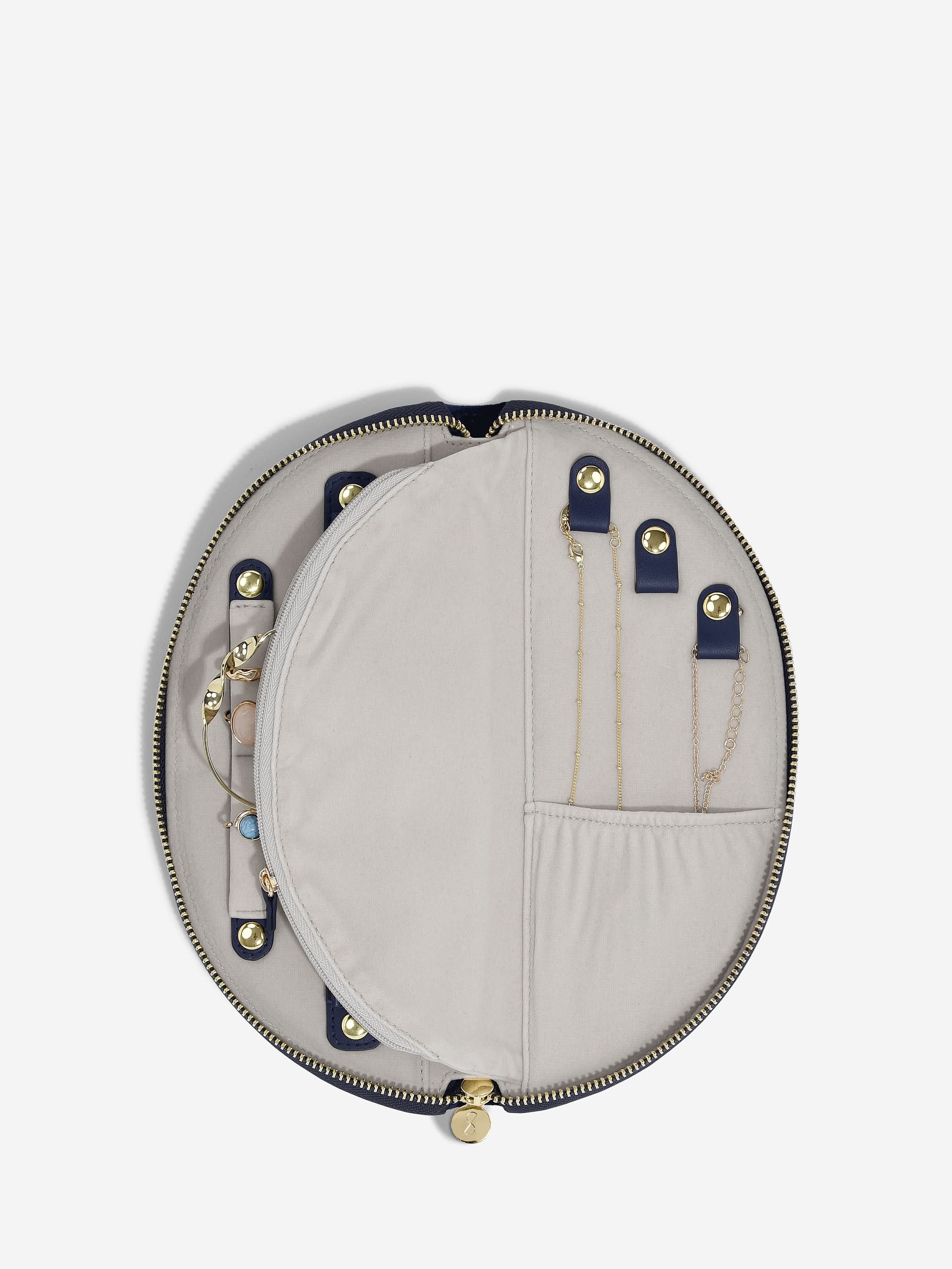 Stackers Half Moon Jewellery Roll Navy Blue Velvet