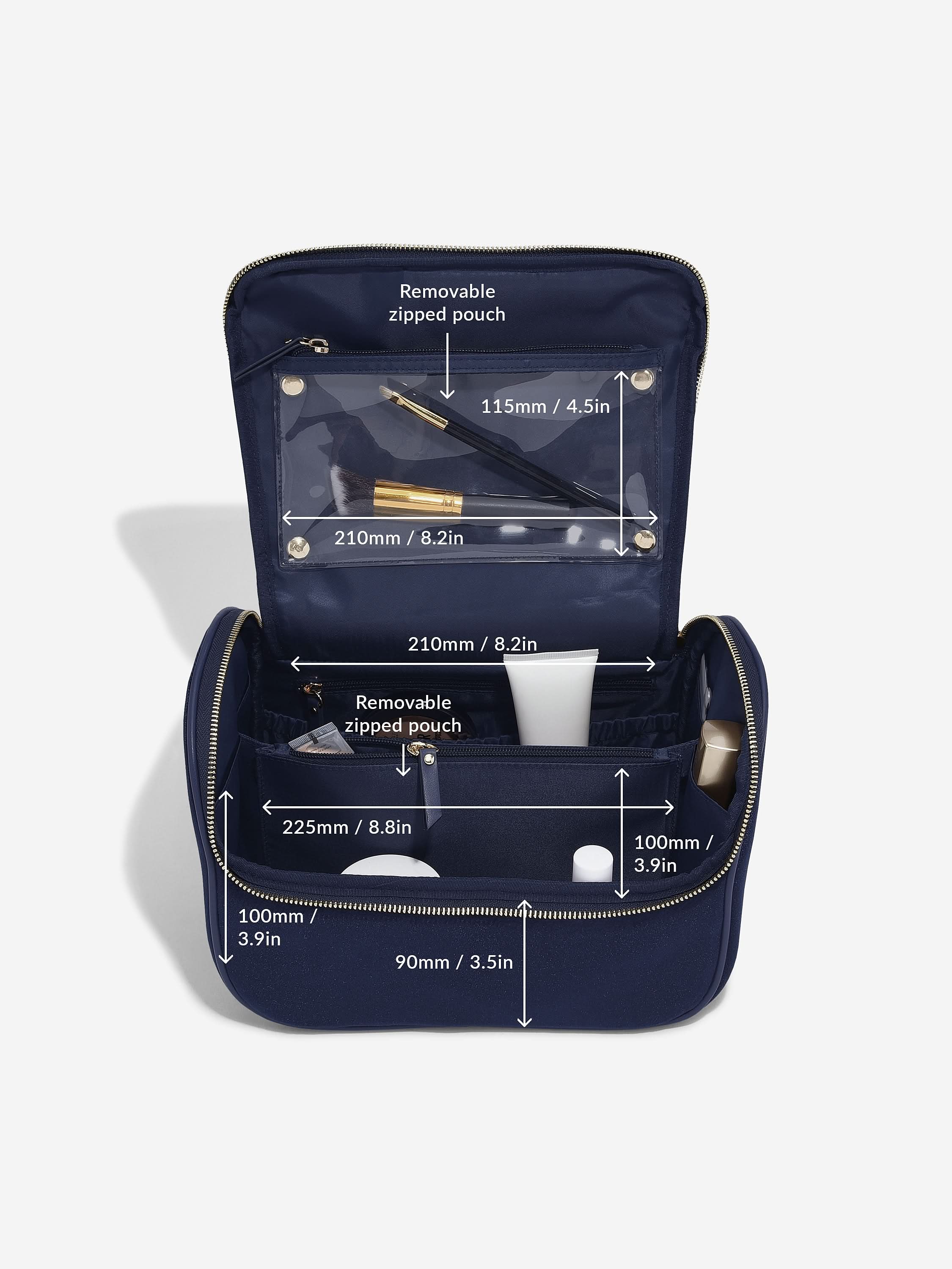 Stackers Grande Trousse à Cosmétiques Bleu Marine Velours