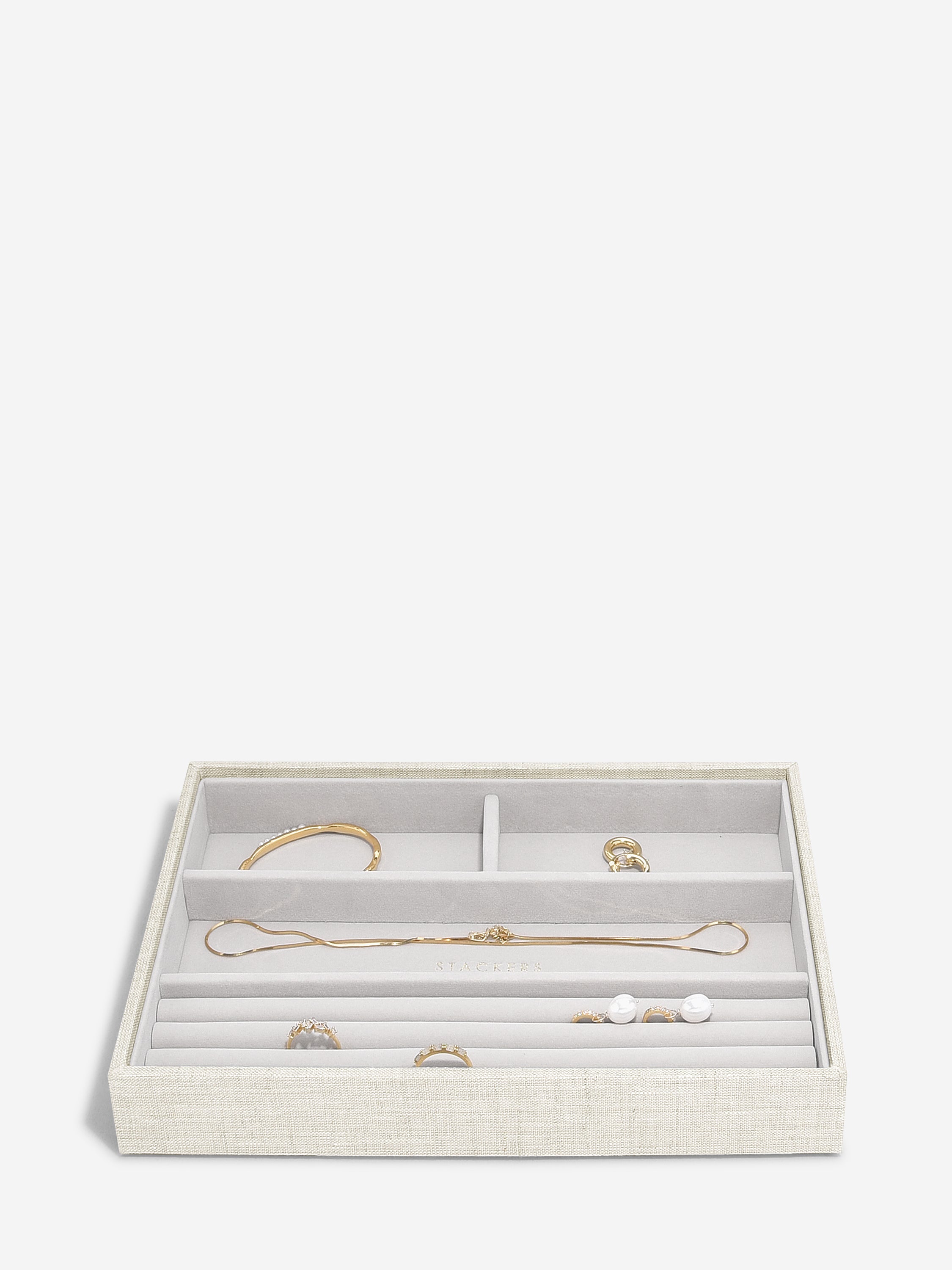 Stackers Compartiment pour bagues & bracelets pour boîte à bijoux classique Avoine et lin