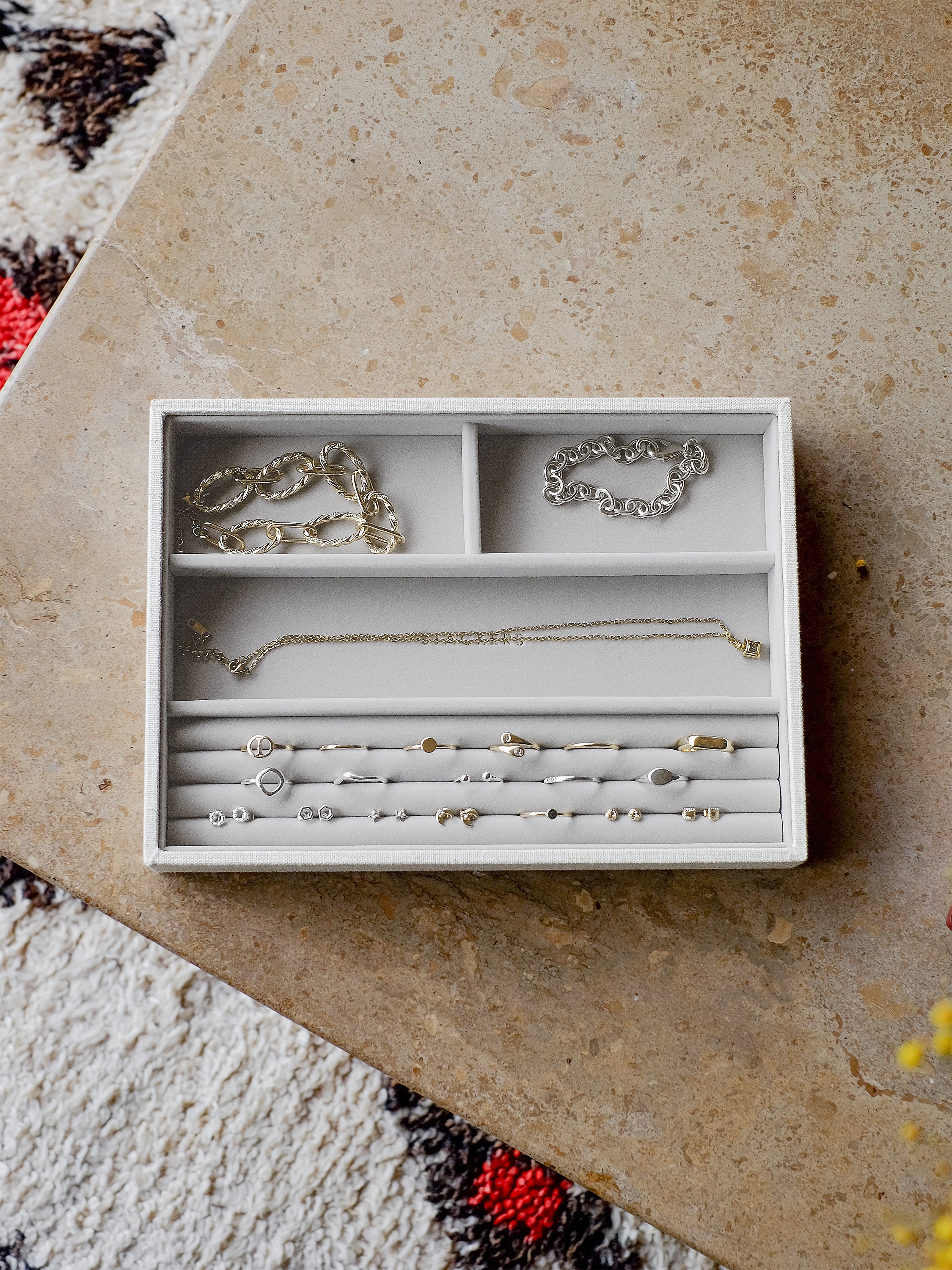 Stackers Compartiment pour bagues & bracelets pour boîte à bijoux classique Avoine et lin
