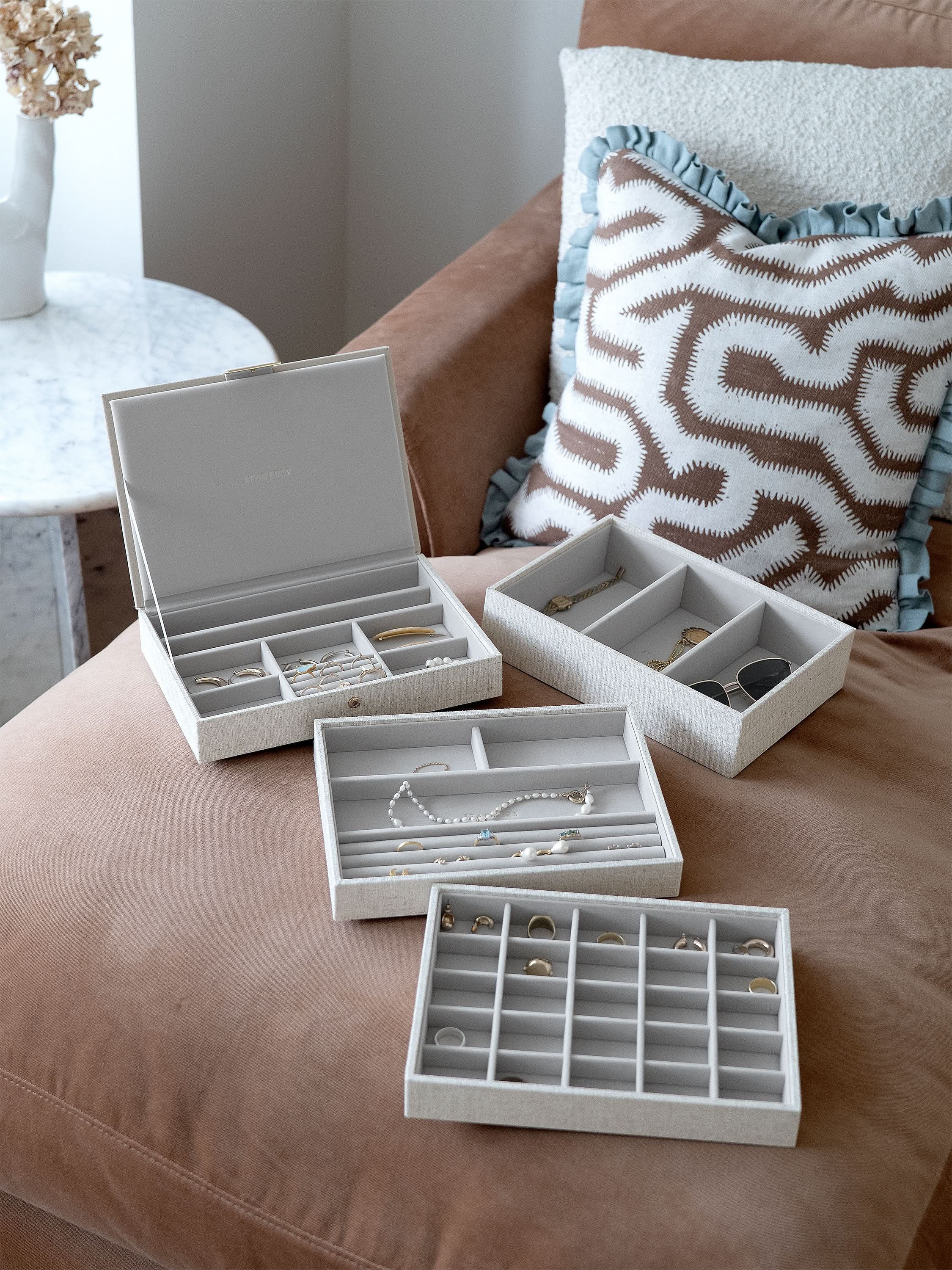 Stackers Klassieke Juwelendoos Set van 4 Havermout & Linnen - Mystackers