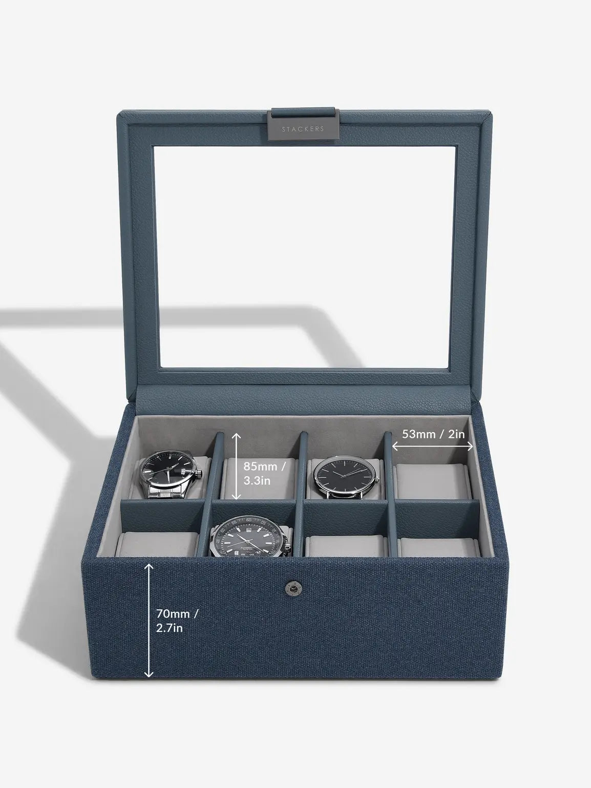 Stackers Achtdelige Horlogebox Marineblauw Canvas