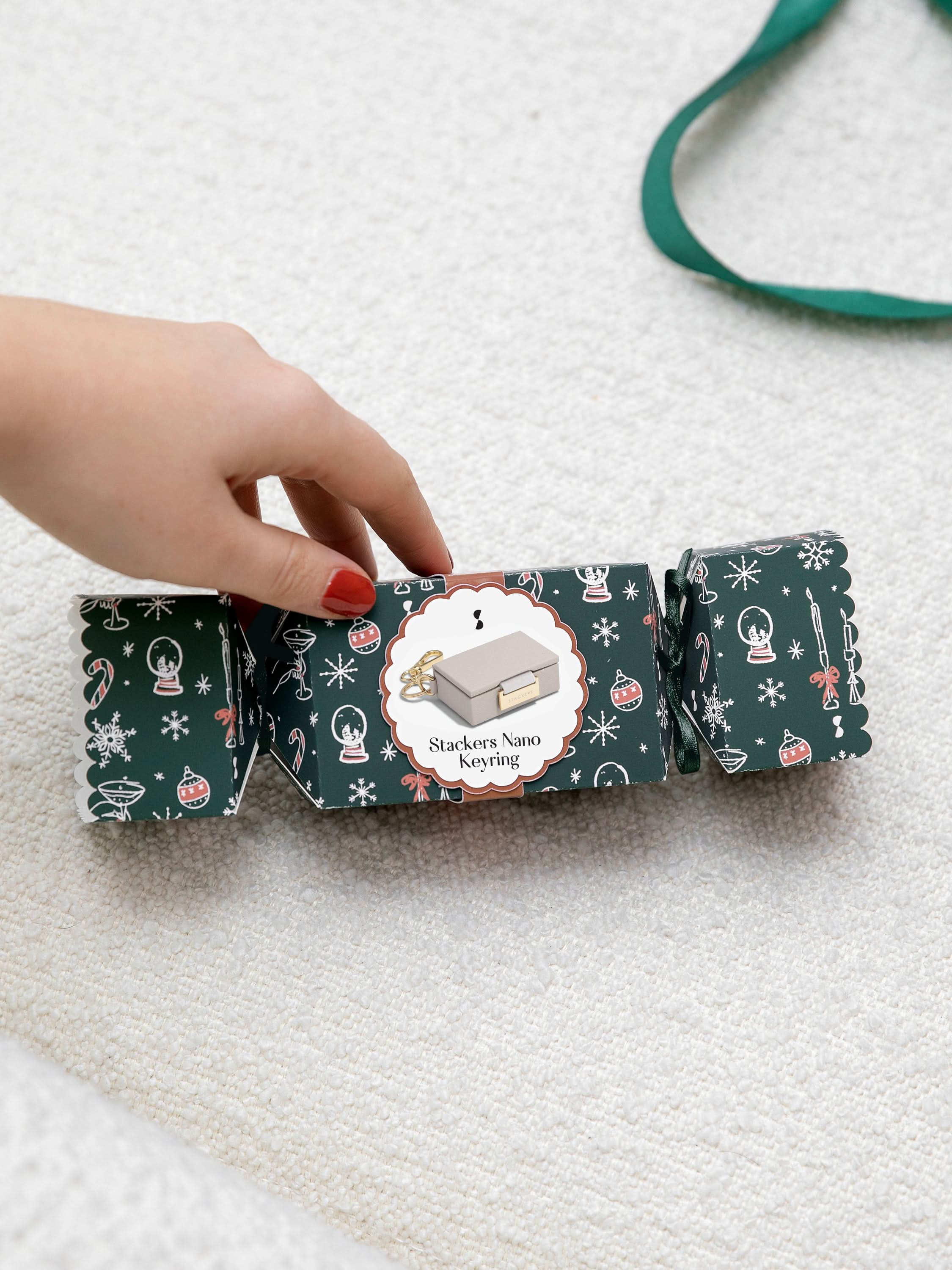 Stackers Jewellery Box Keyring in Party Cracker Taupe