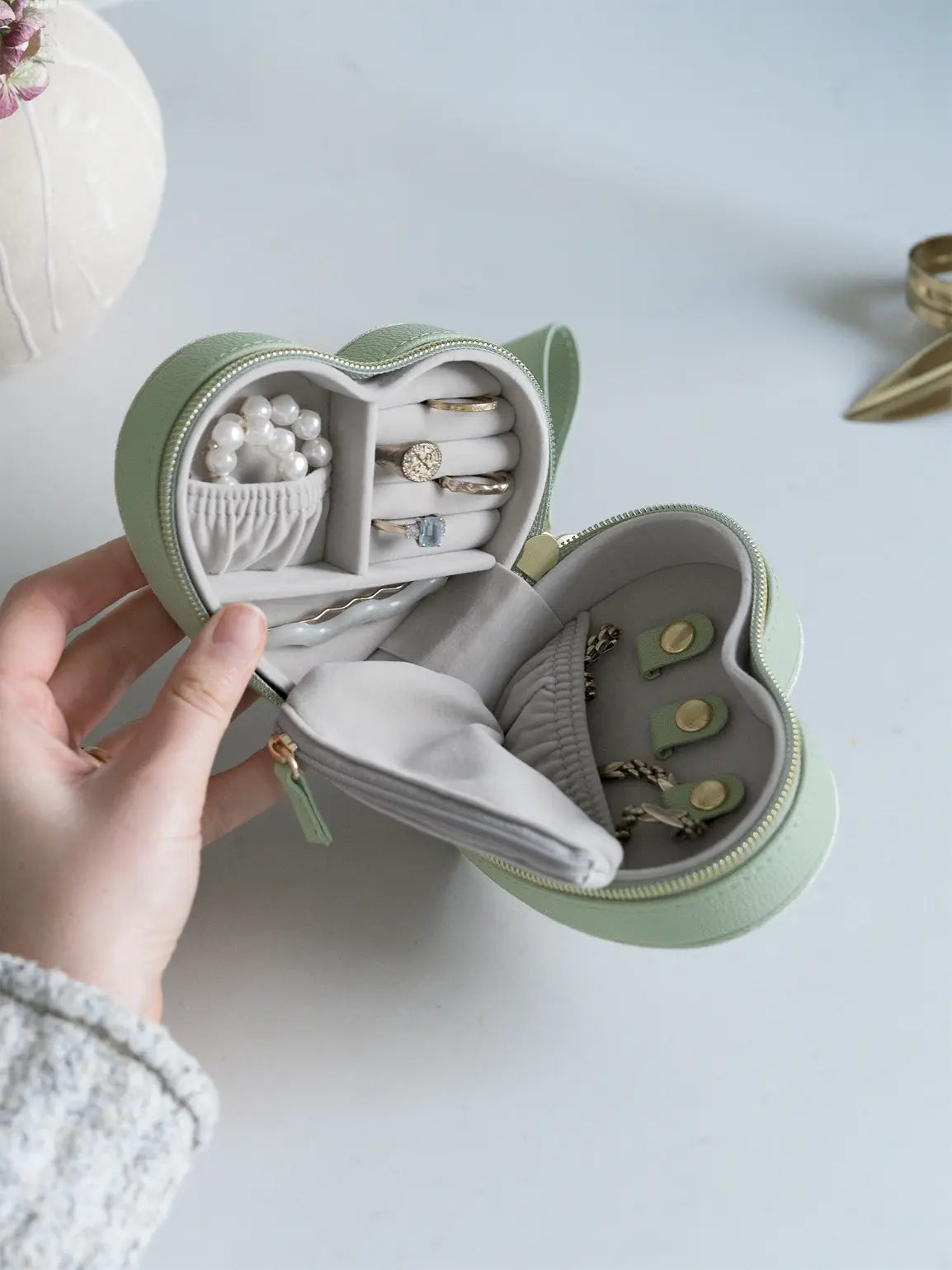 Stackers Mama Heart Travel Jewellery Box Groen