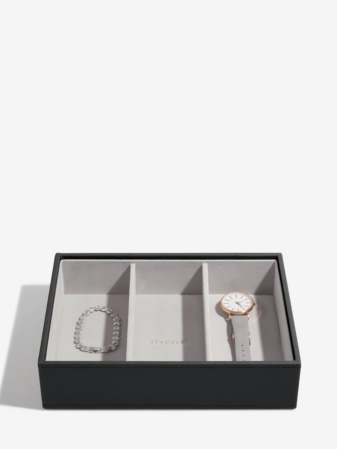 Stackers Classic Boîte à Bijoux Lot de 2 Noir Raffia