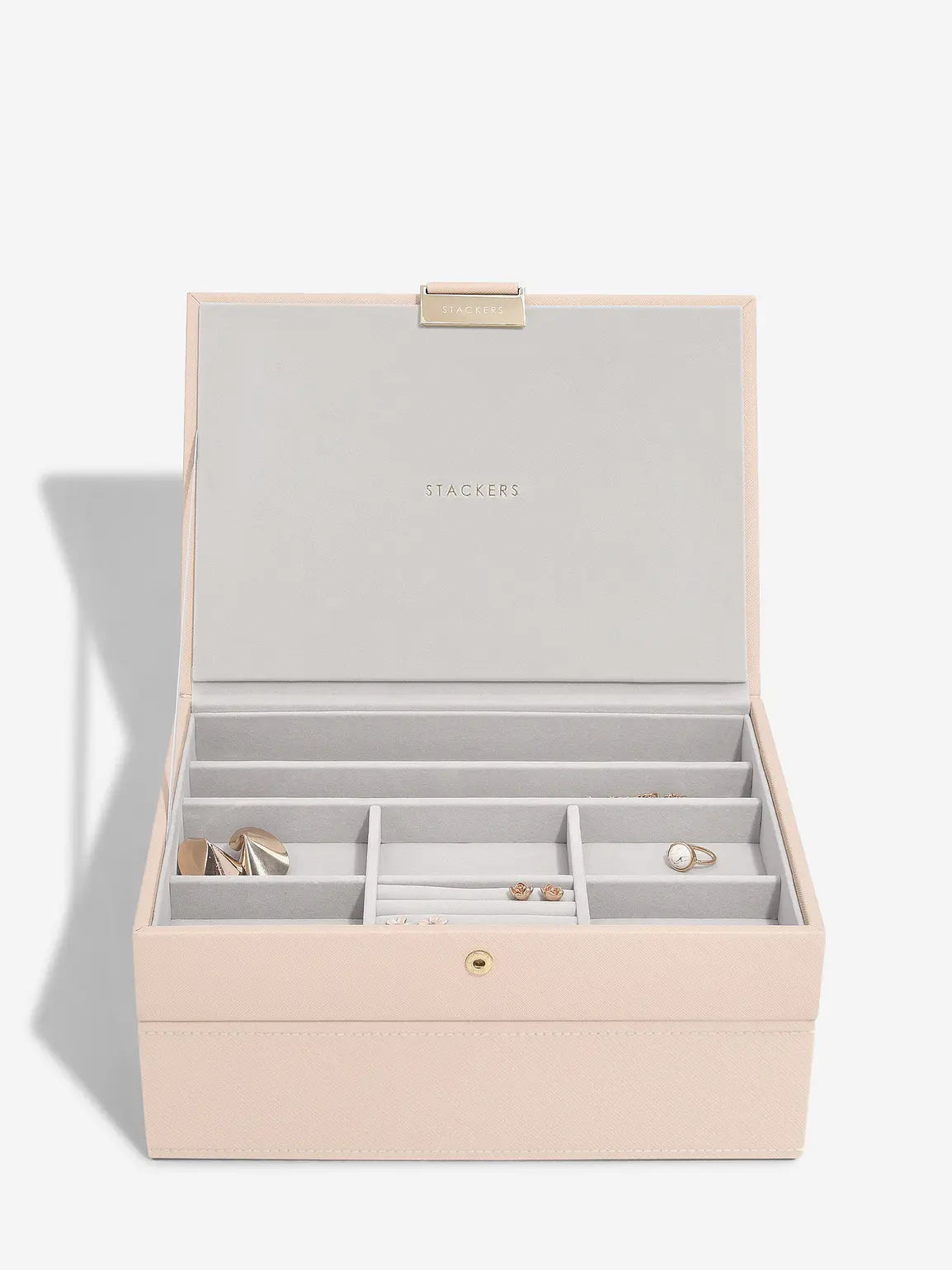 Stackers Klassieke Juwelendoos Set van 2 Roze Raffia