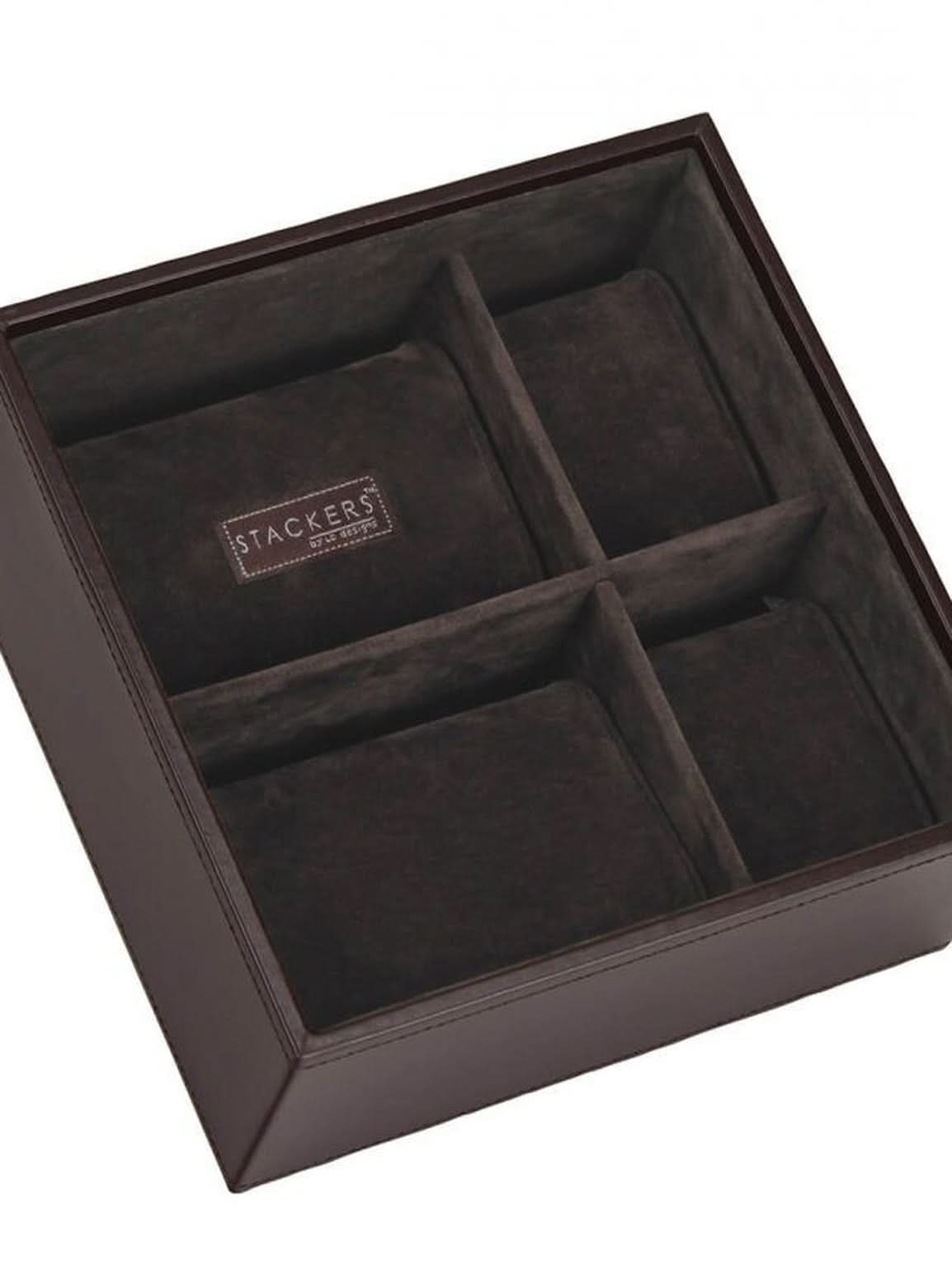 Stackers Zesdelige Horlogebox Bruin Fluweel - Mystackers
