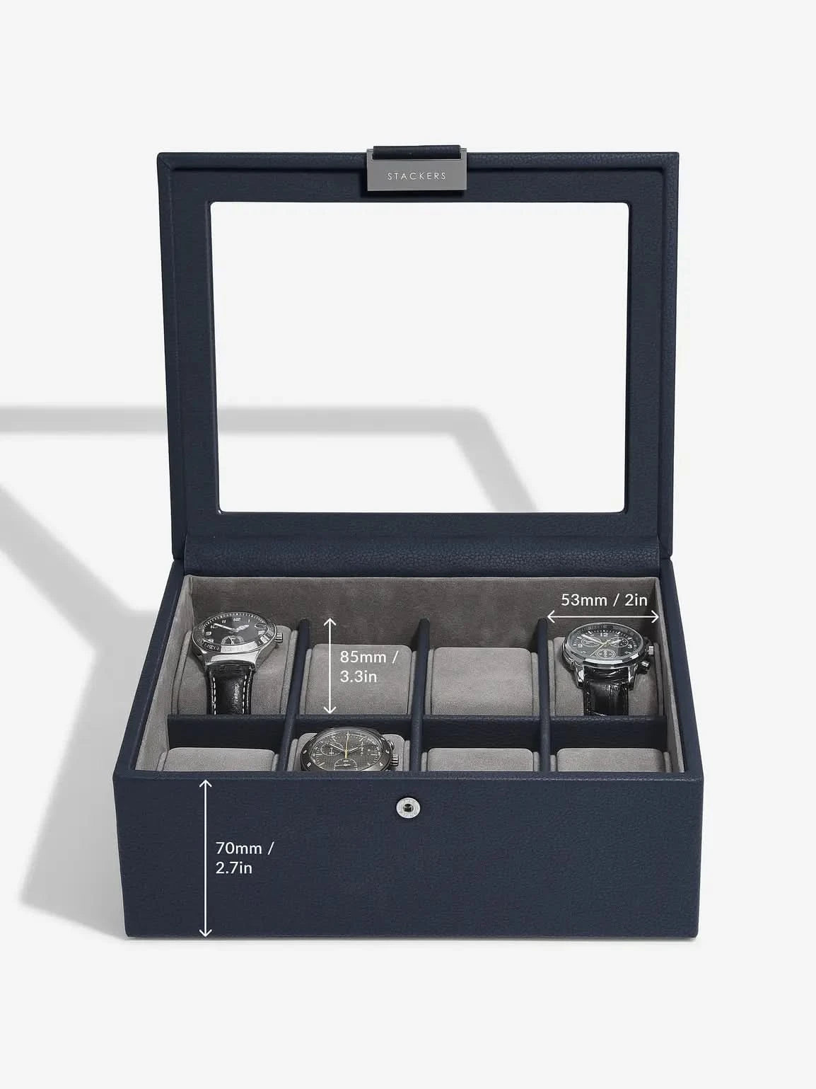Stackers Achtdelige Horlogebox Marineblauw - Mystackers