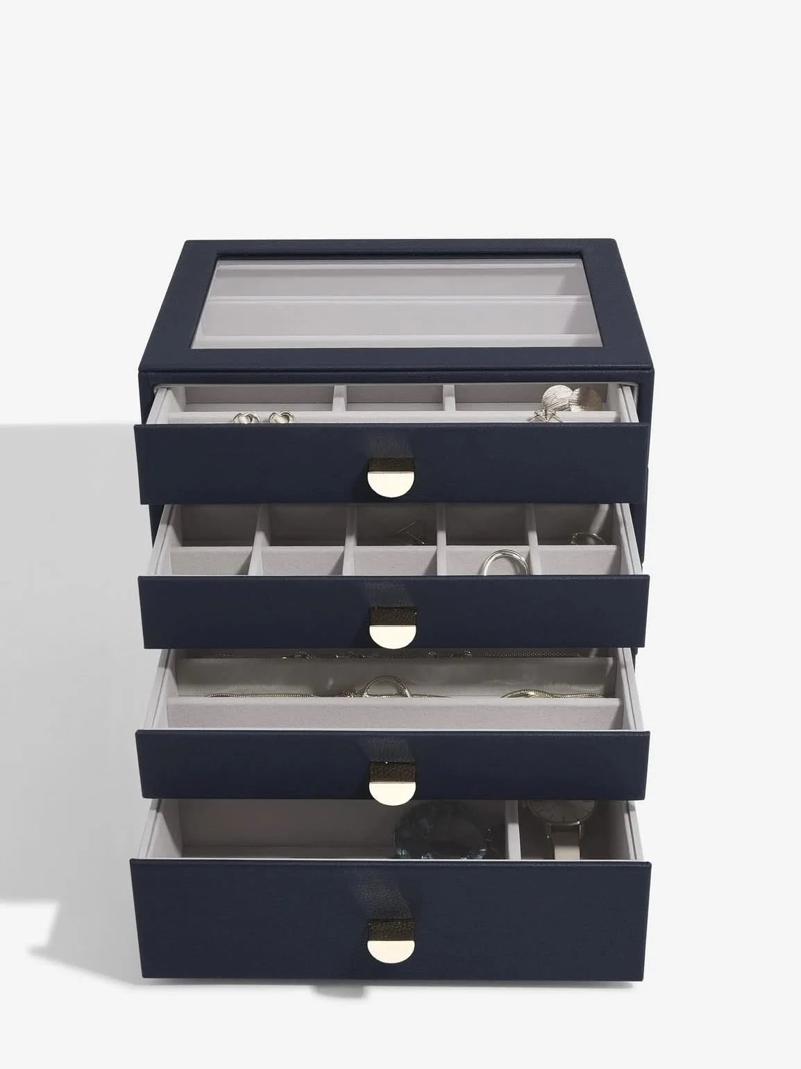 Stackers Klassieke Display Juwelendoos Set van 4 Marineblauw - Mystackers