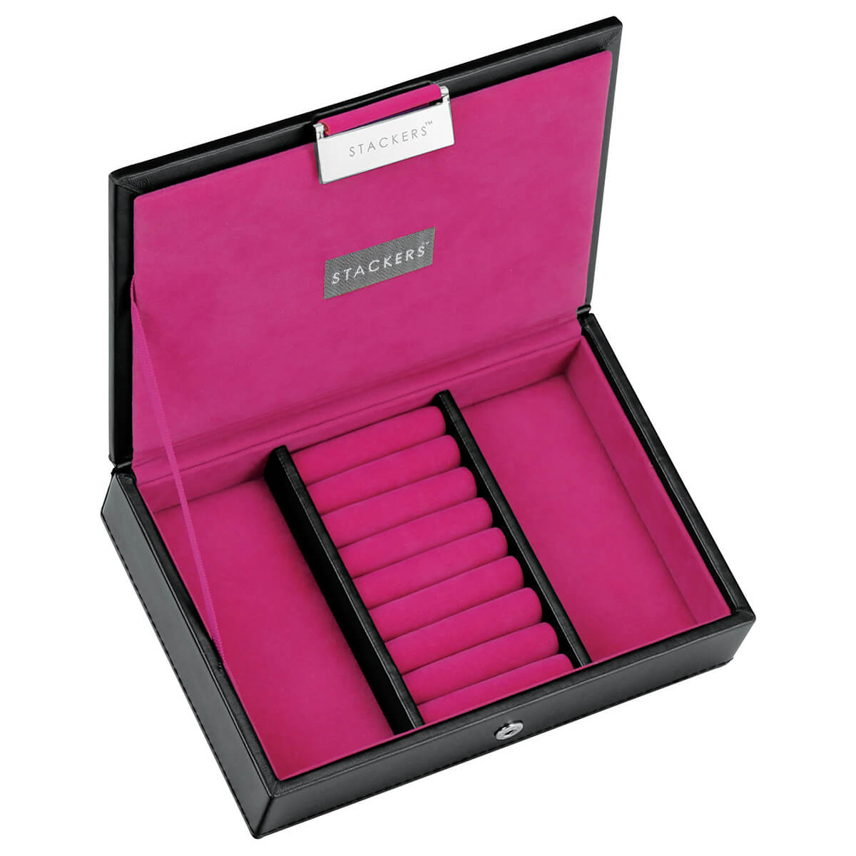 Stackers Deksel voor Mini Juwelendoos Zwart & Roze