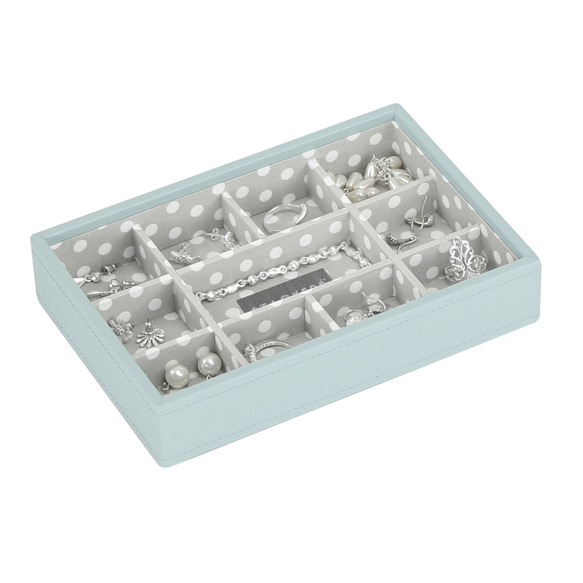 Stackers Mini Ringennlaag Aqua/Grijs met Polkadots