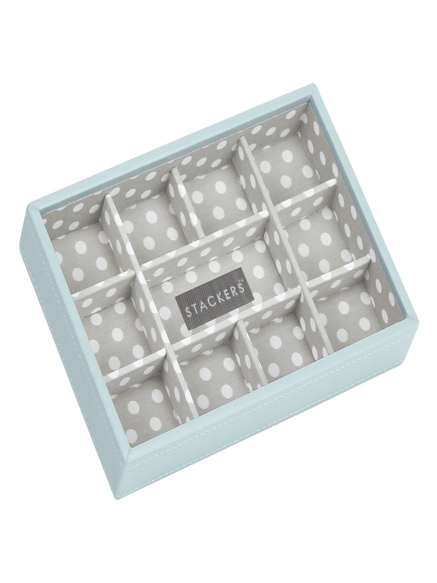 Stackers Mini Ringennlaag Aqua/Grijs met Polkadots