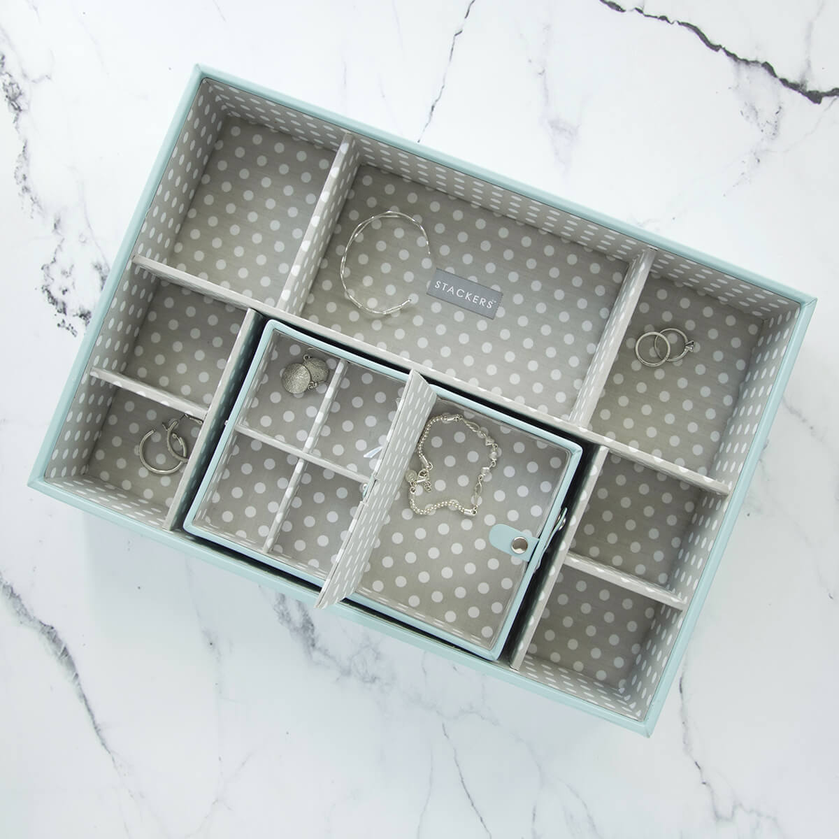 Stackers Mini Travel Box Lichtblauw/groen