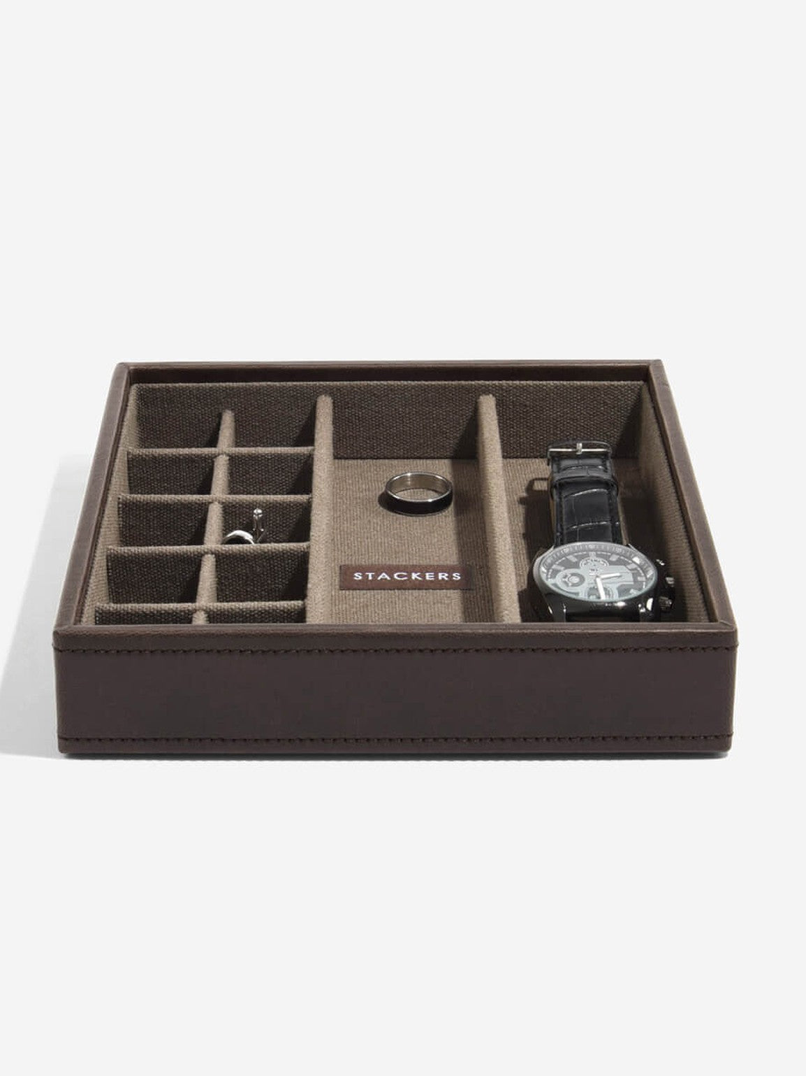 Stackers Horloge & Manchetknopenbox Bruin & Kaki