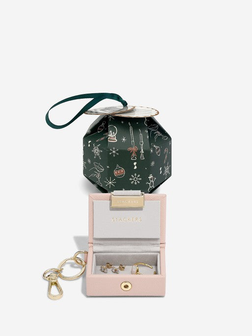Stackers Jewelry Box Keychain in Decorative Christmas Ball Pink
