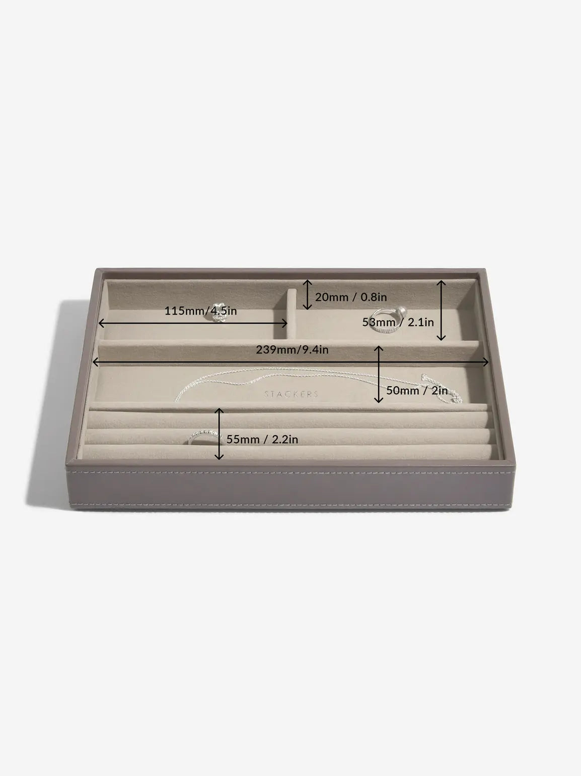 Stackers Ring &amp; Bracelet Layer for Classic Jewelry Box Soft Brown