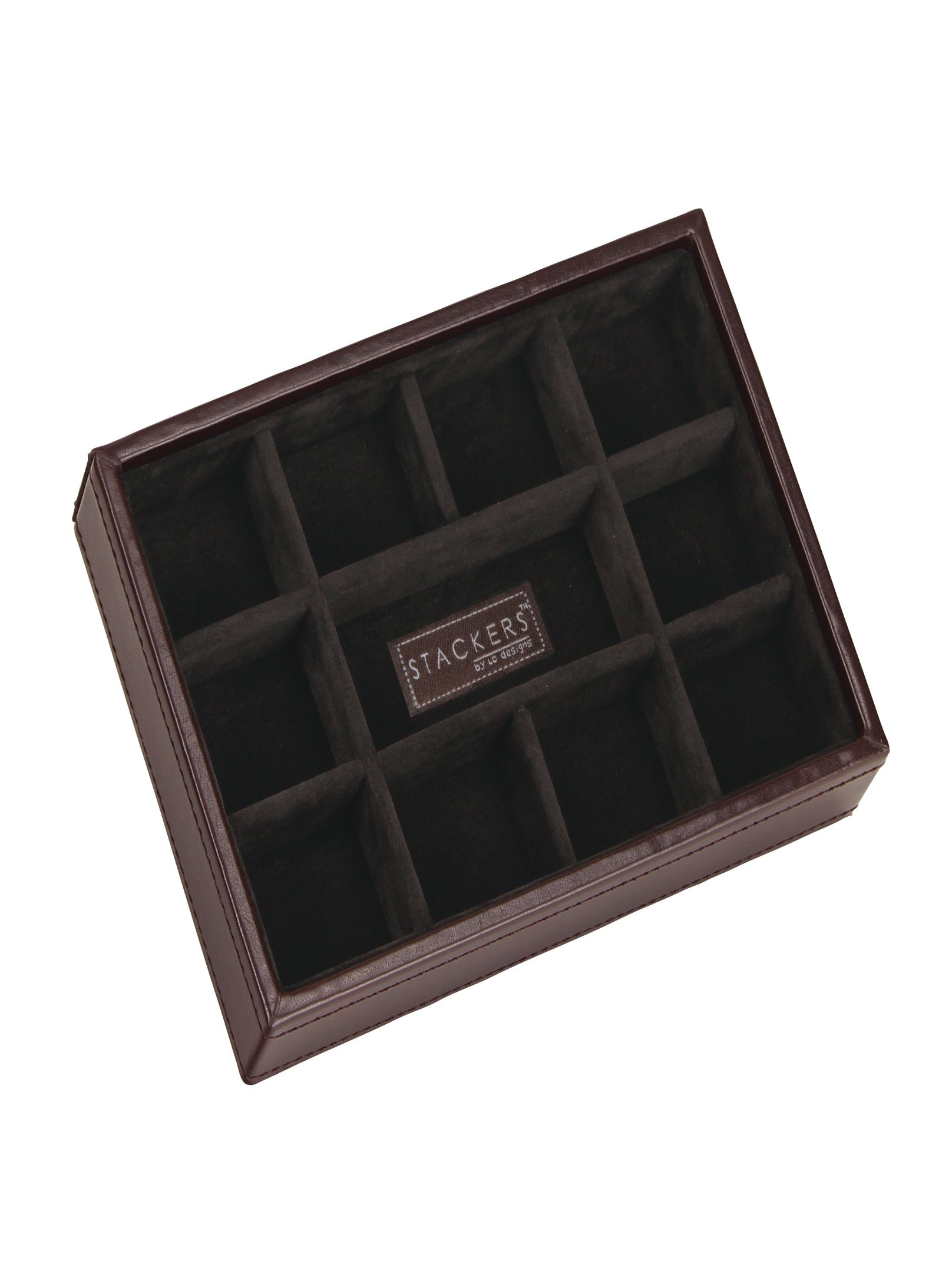 Stackers Mini Manchetknopenlaag Bruin Fluweel