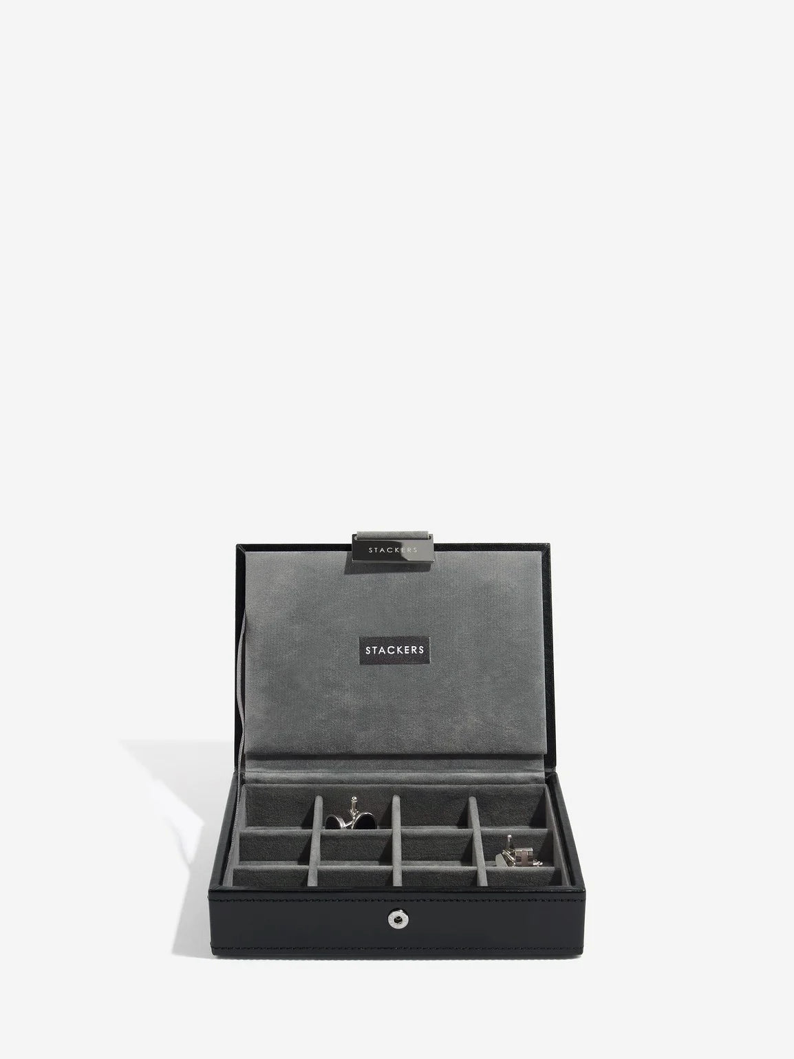 Stackers Mini Set of 2 - Watch & Cufflinks Box Black Velvet