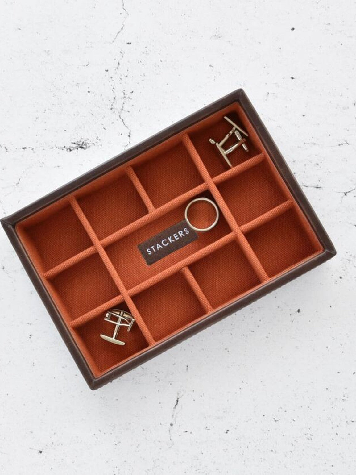 Stackers Mini Manchetknopenlaag Bruin & Oranje
