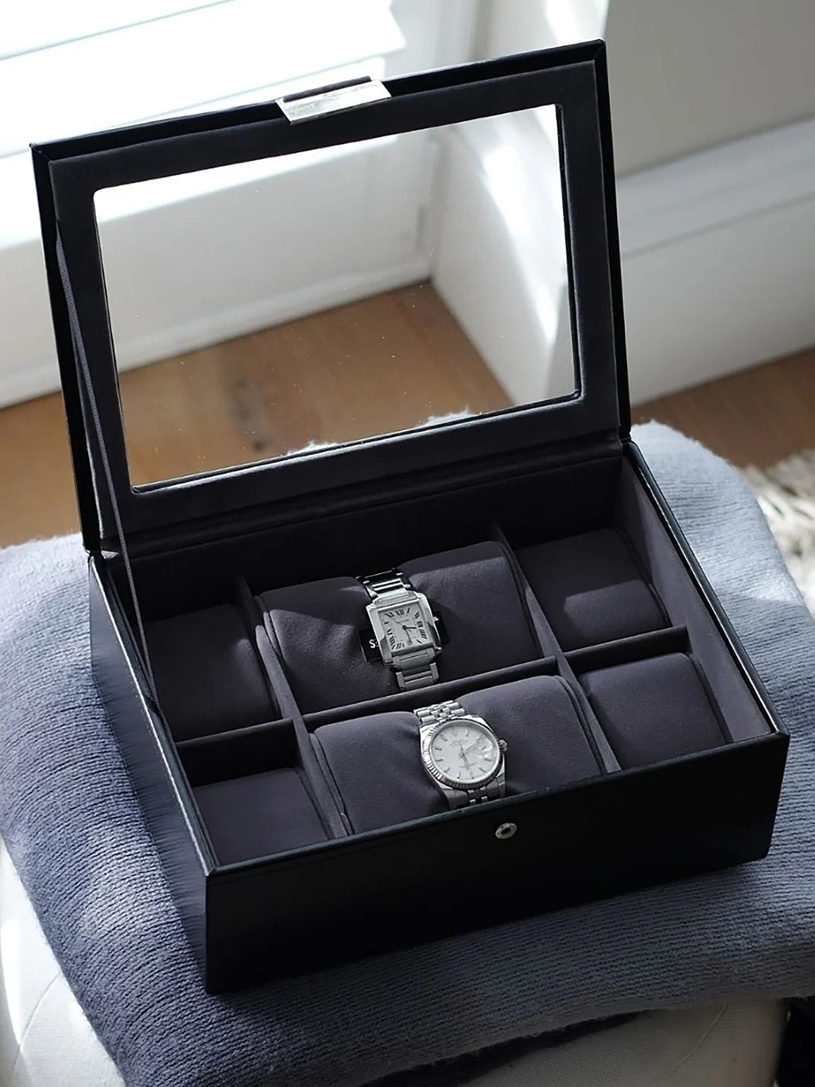Stackers Achtdelige Horlogebox Top Zwart Fluweel