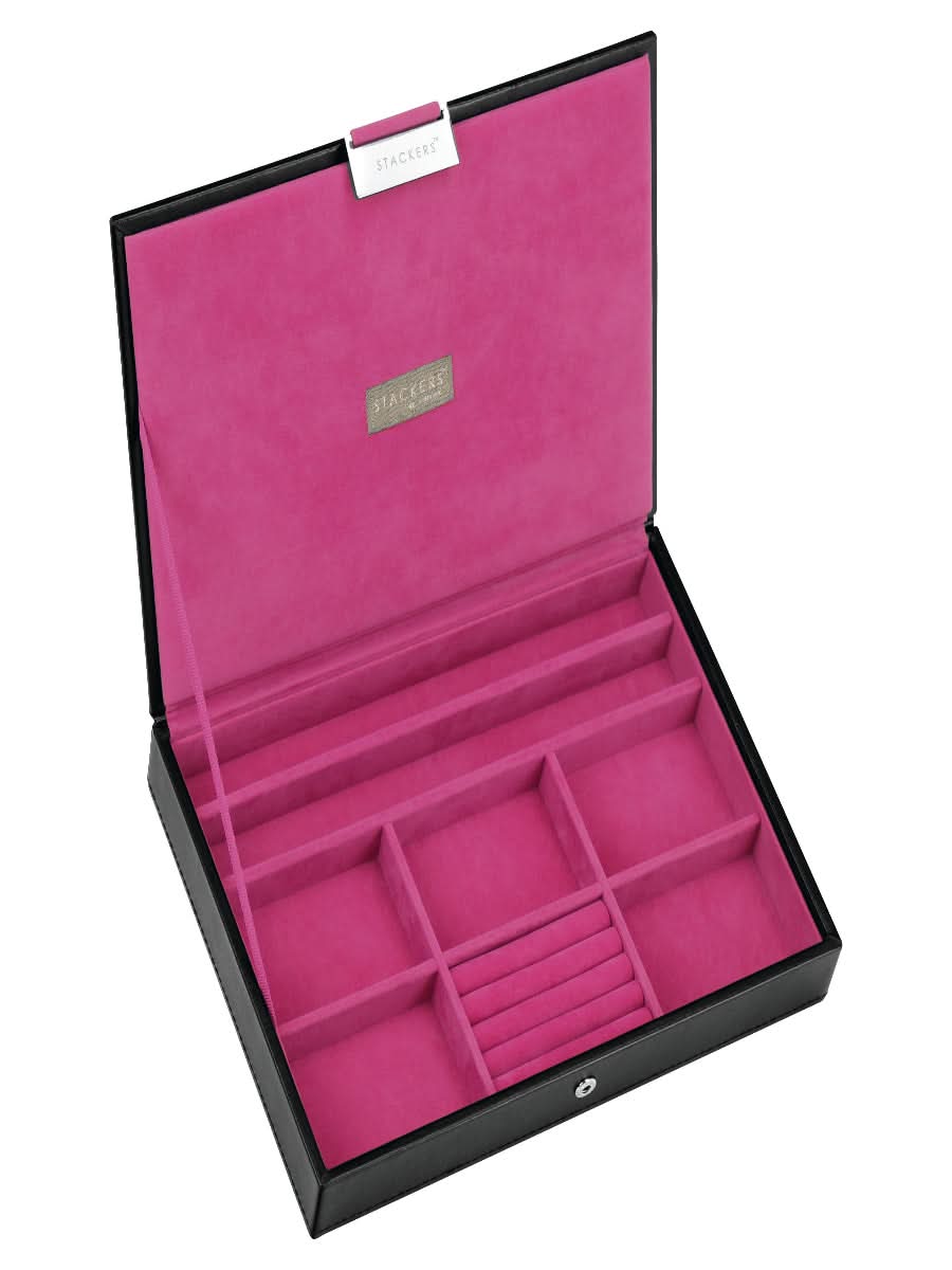 Stackers Lid for Classic Jewellery Box Black & Pink