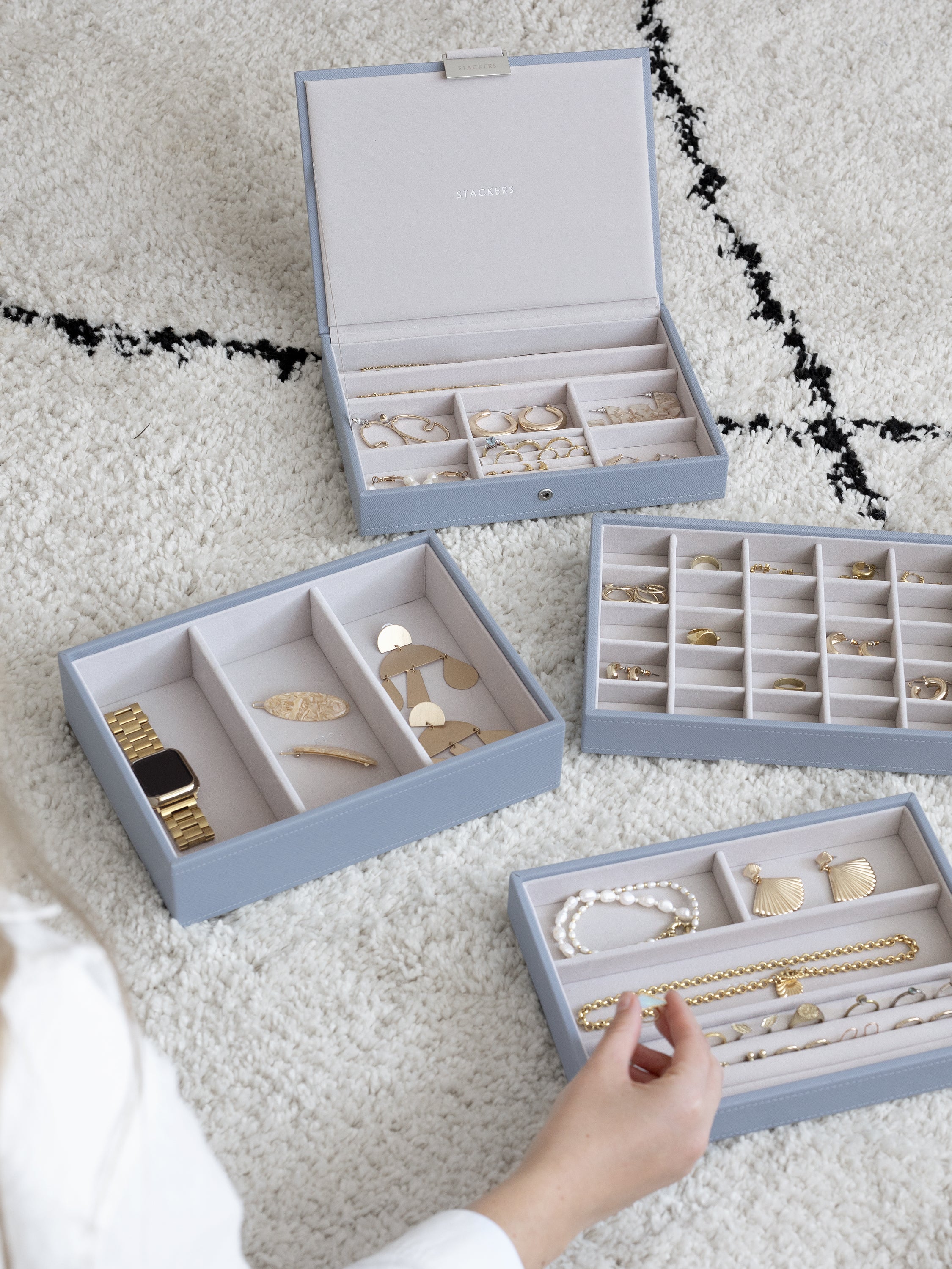 Stackers Klassieke Juwelendoos Set van 4 Blauw