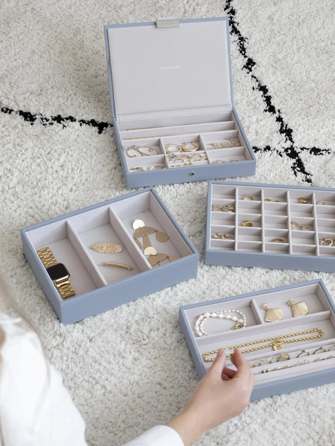Stackers Classic Jewellery Box Set of 4 Blue