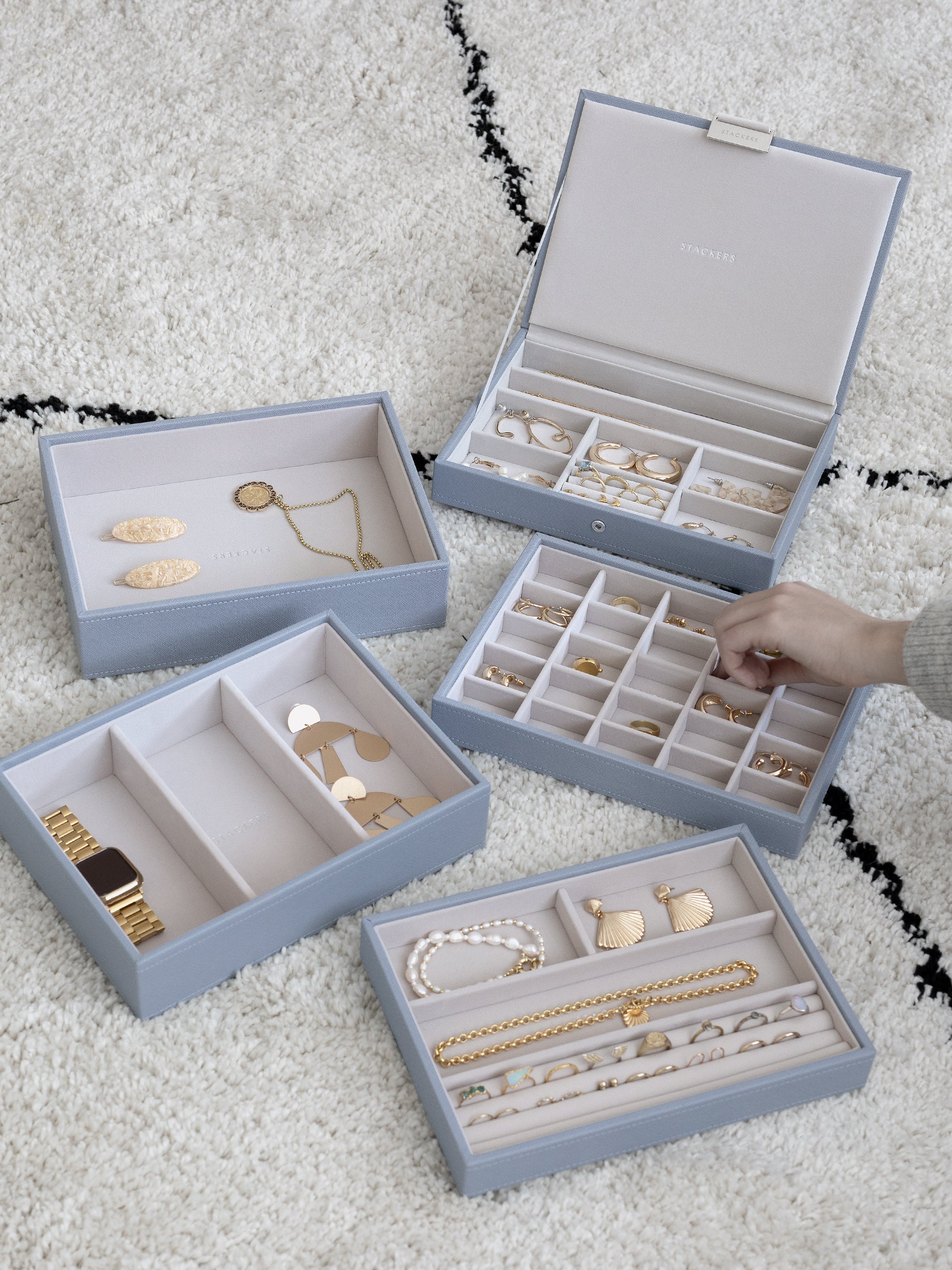 Stackers Klassieke Juwelendoos Set van 5 Blauw