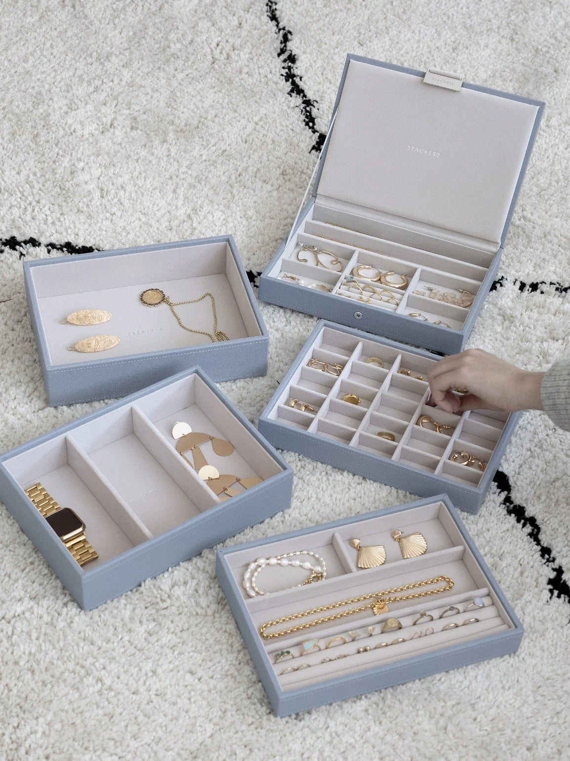 Stackers Classic Jewellery Box Set of 5 Blue