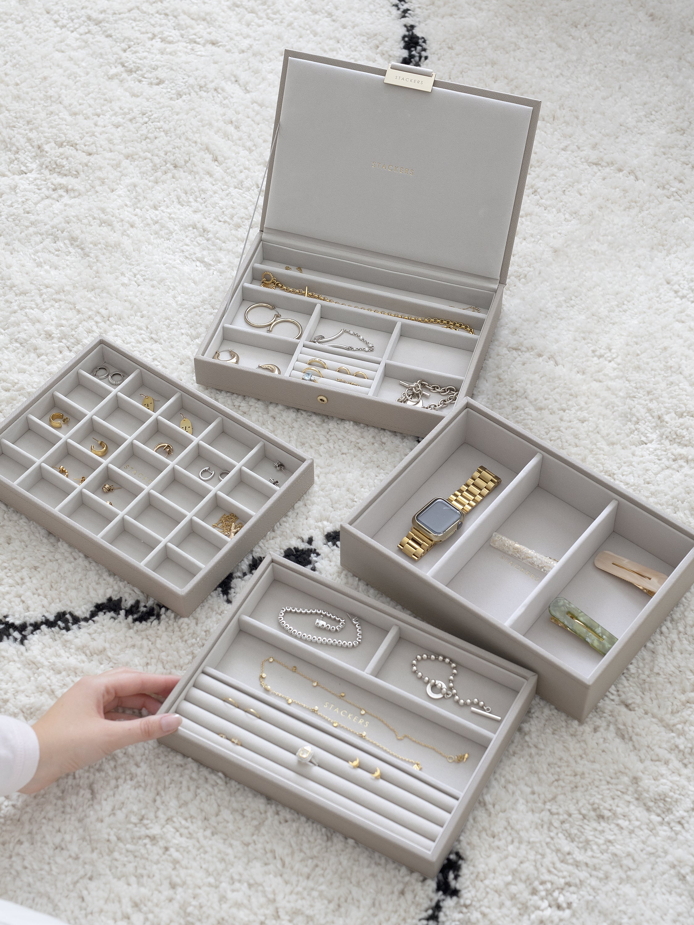 Stackers Klassieke Juwelendoos Set van 4 Taupe