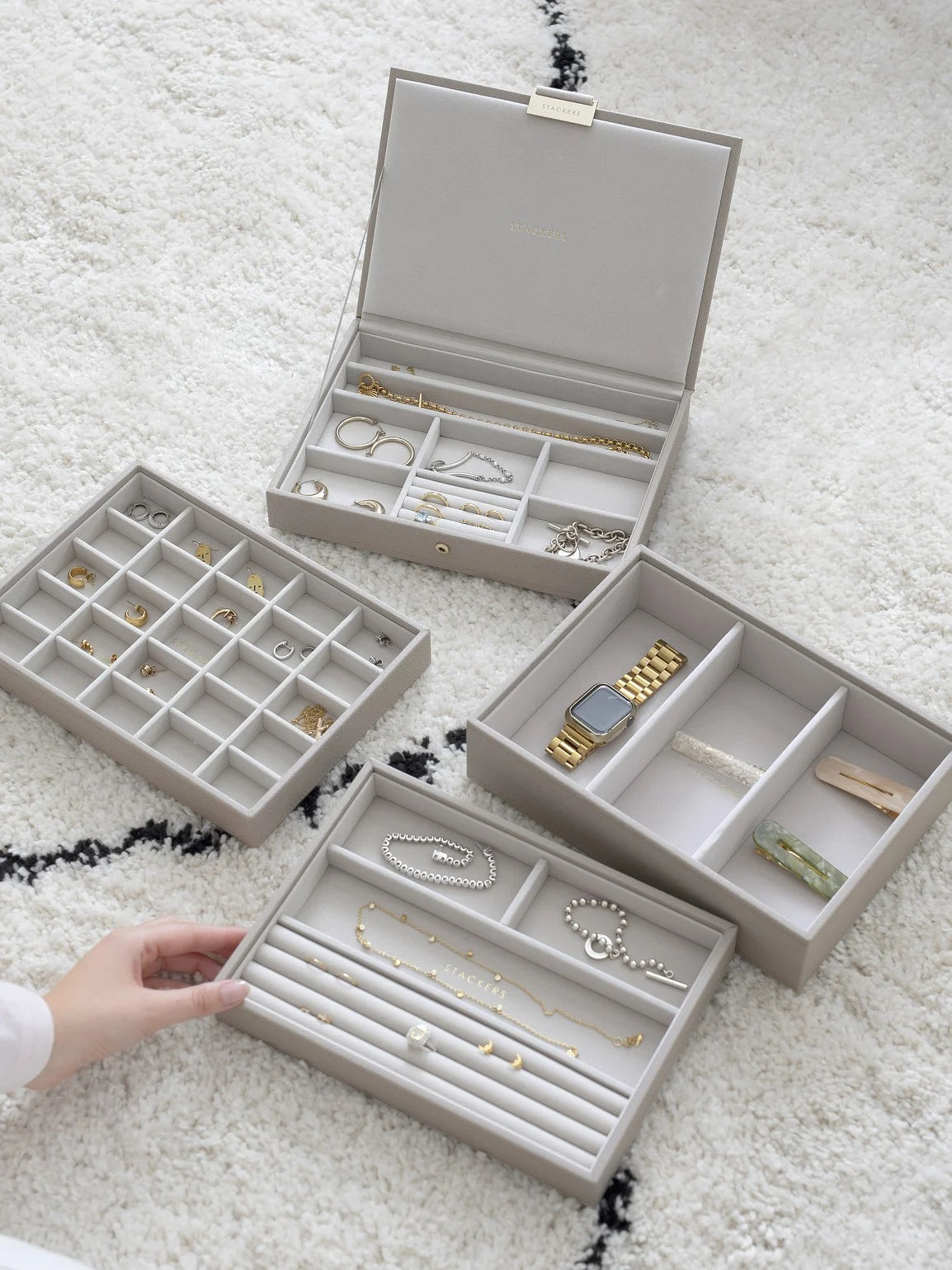Stackers Klassieke Juwelendoos Set van 4 Taupe