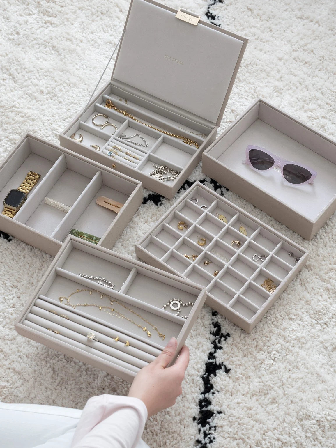 Stackers Klassieke Juwelendoos Set van 5 Taupe