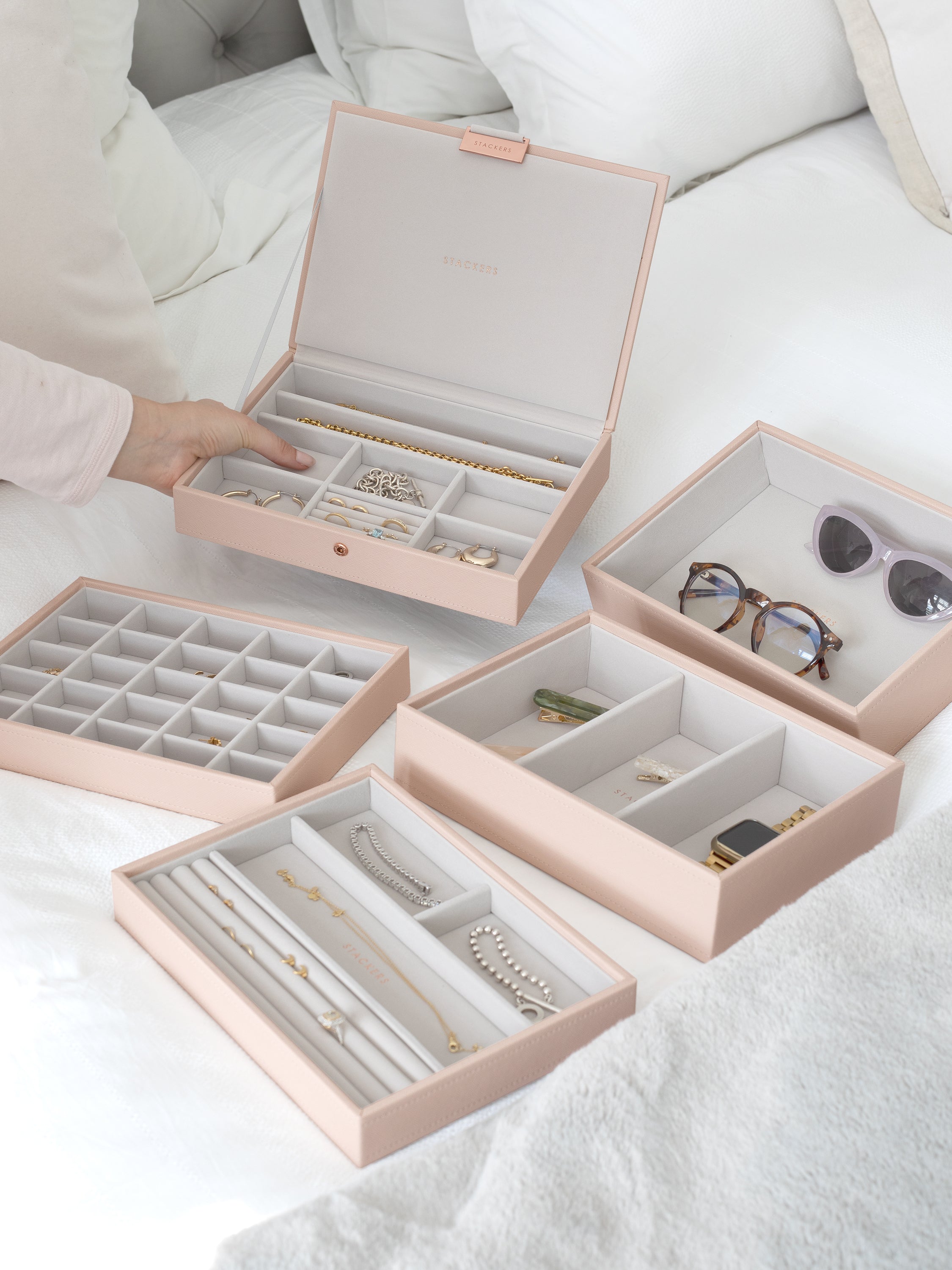 Stackers Klassieke Juwelendoos Set van 5 Roze