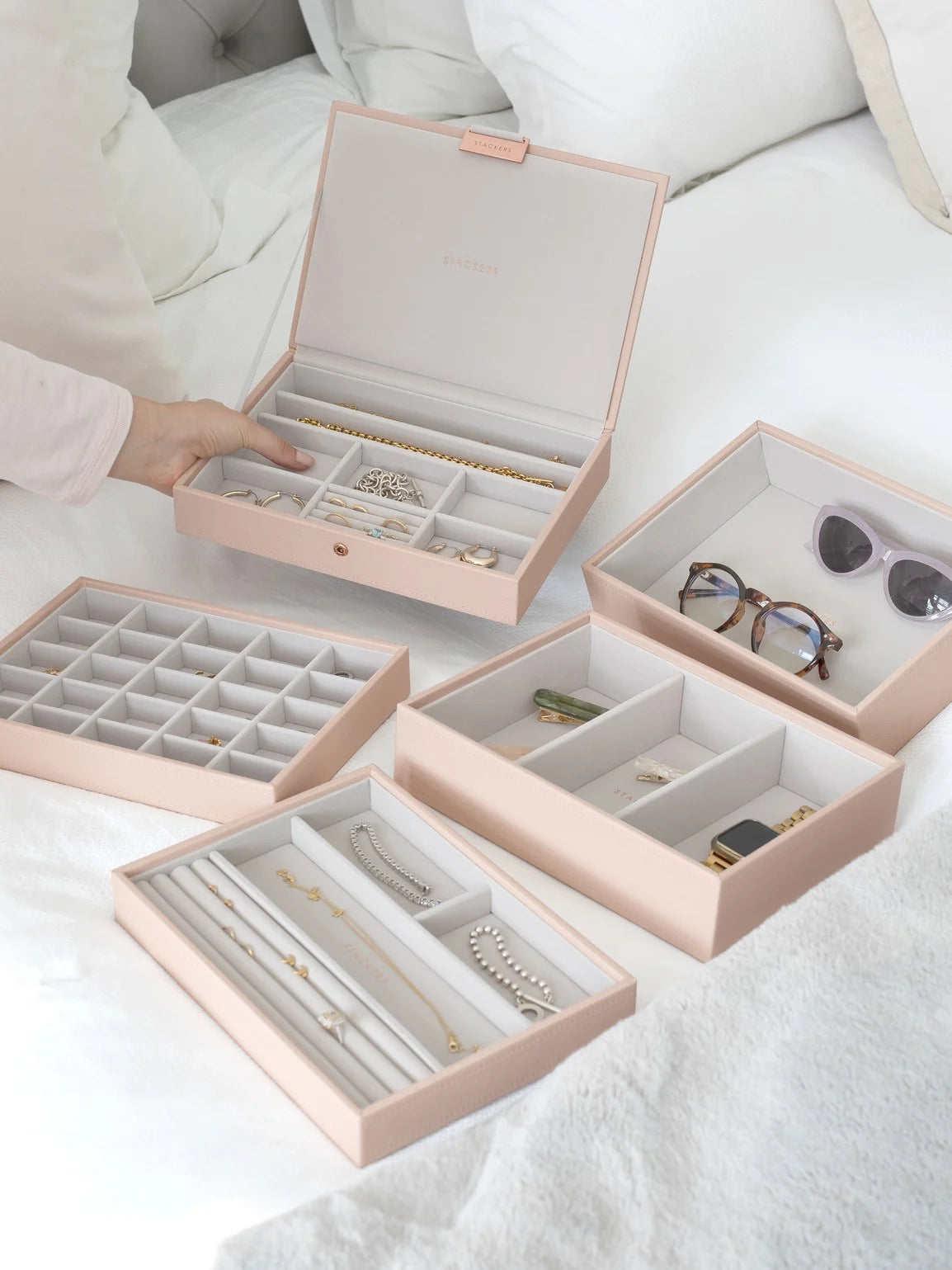 Stackers Classic Jewellery Box Set of 5 Pink