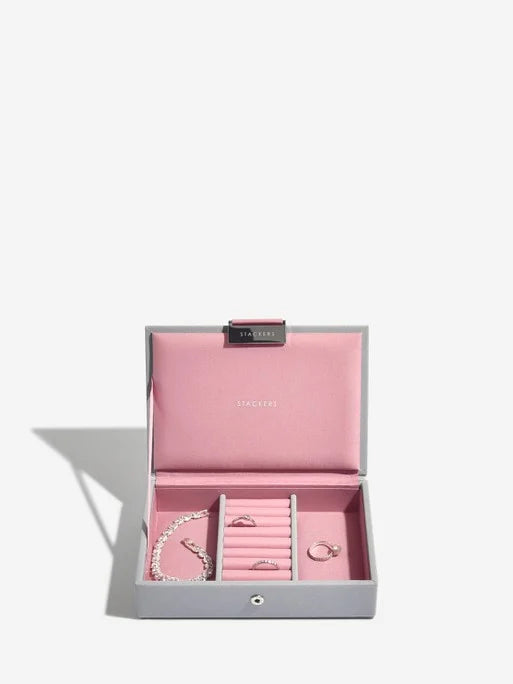 Stackers Deksel voor Mini Juwelendoos Grijs & Roze