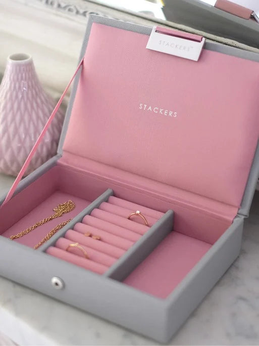 Stackers Deksel voor Mini Juwelendoos Grijs & Roze