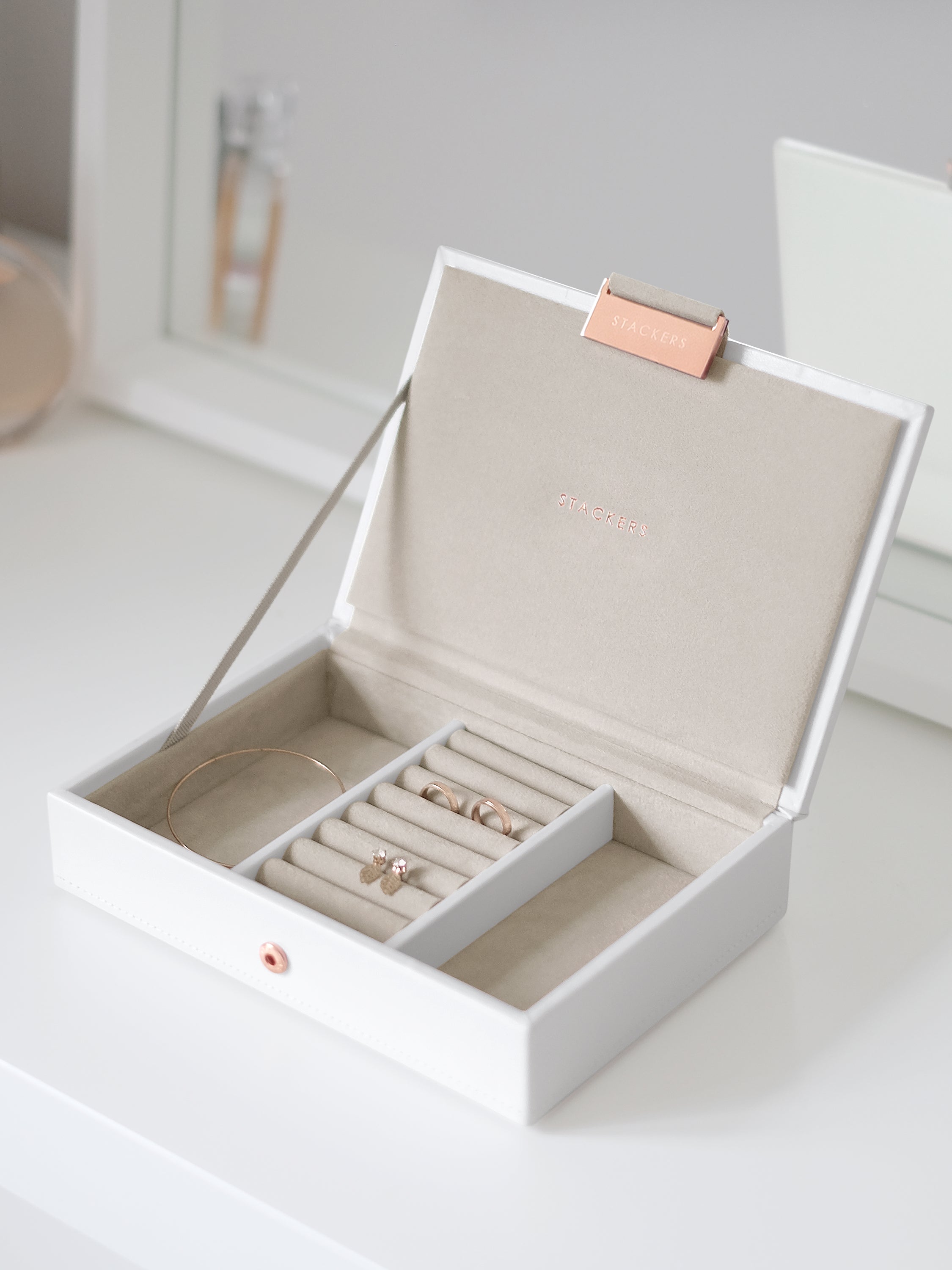 Stackers Deksel voor Mini Juwelendoos Wit & Roze