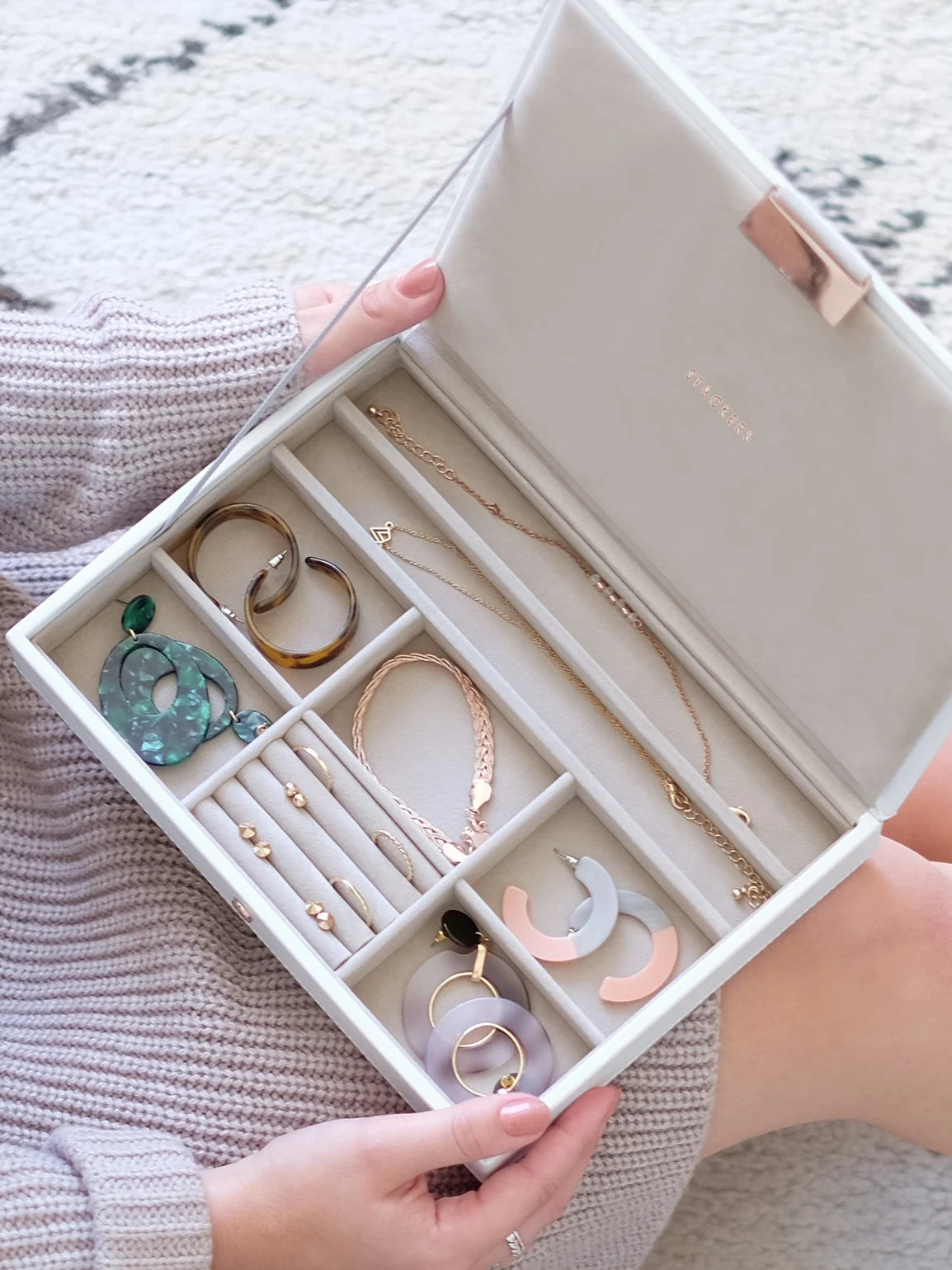 Stackers Deksel voor Klassieke Juwelendoos Wit & Roze