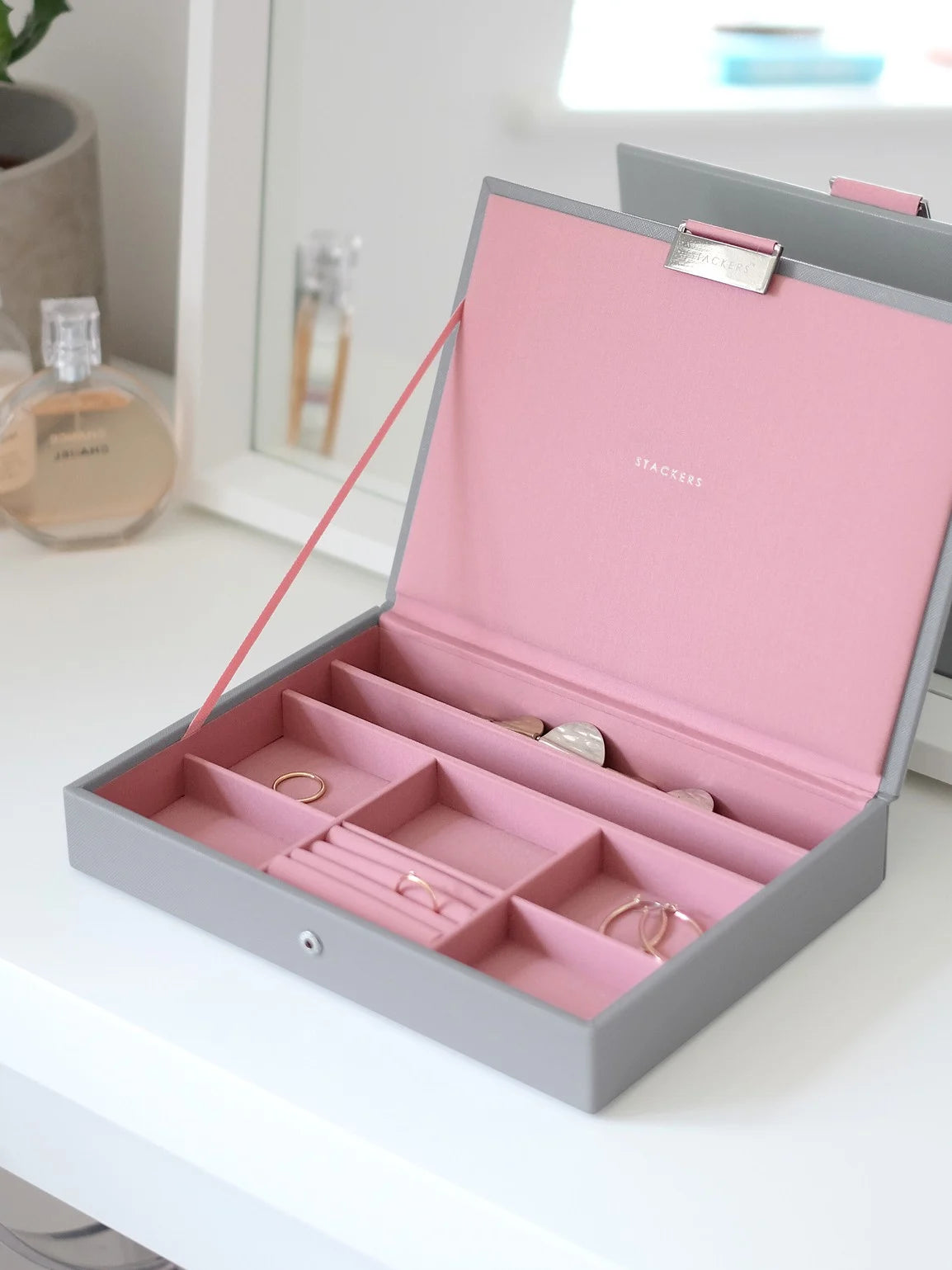 Stackers Deksel voor Klassieke Juwelendoos Grijs & Roze