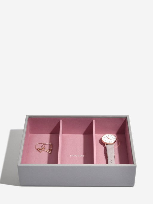 Stackers Horloge & Accessoirelaag voor Klassieke Juwelendoos Grijs & Roze